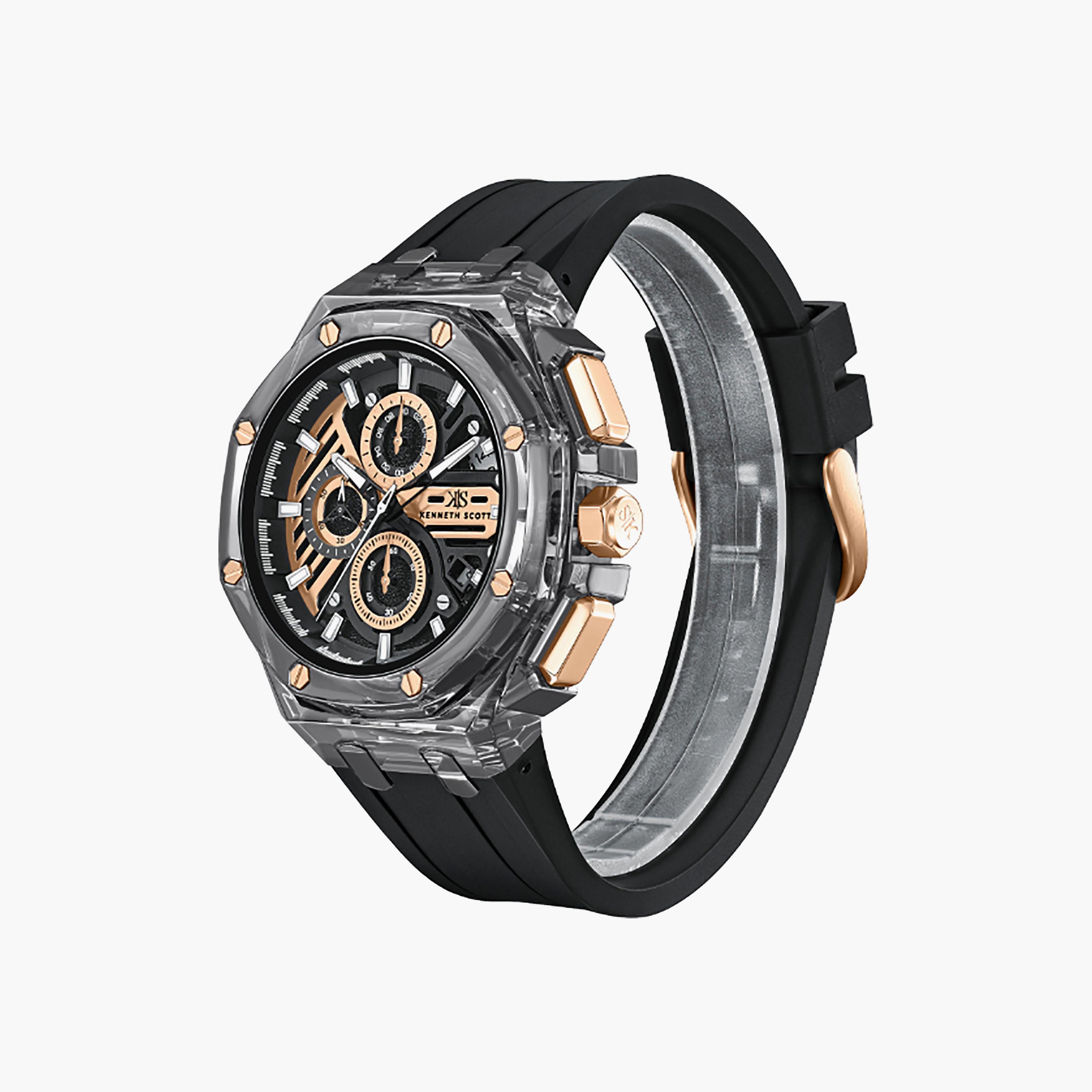 Kenneth Scott Men's 46 MM Chronograph Grey Dial Silicone Strap | K26109-ZSBX-men-watchesandjewellery-watches-image-2