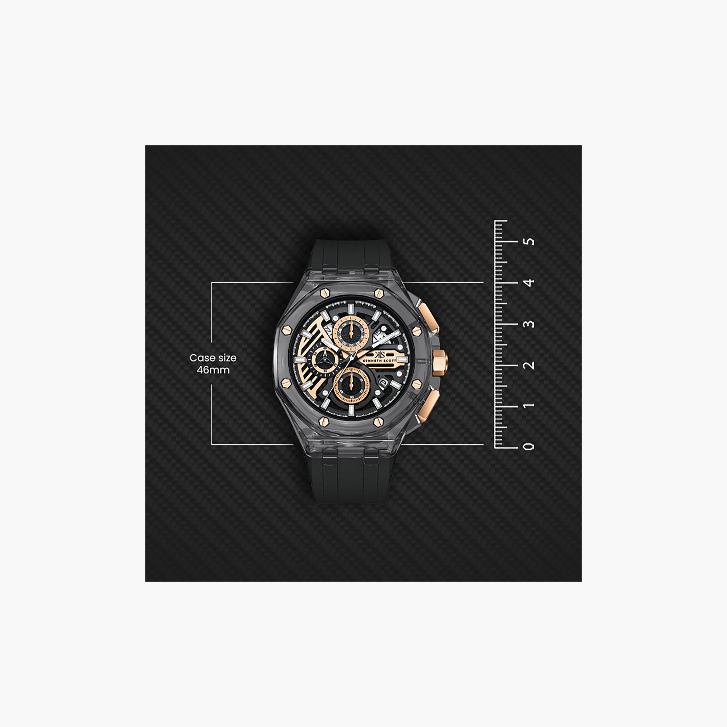 Kenneth Scott Men's 46 MM Chronograph Grey Dial Silicone Strap | K26109-ZSBX-men-watchesandjewellery-watches-image-4