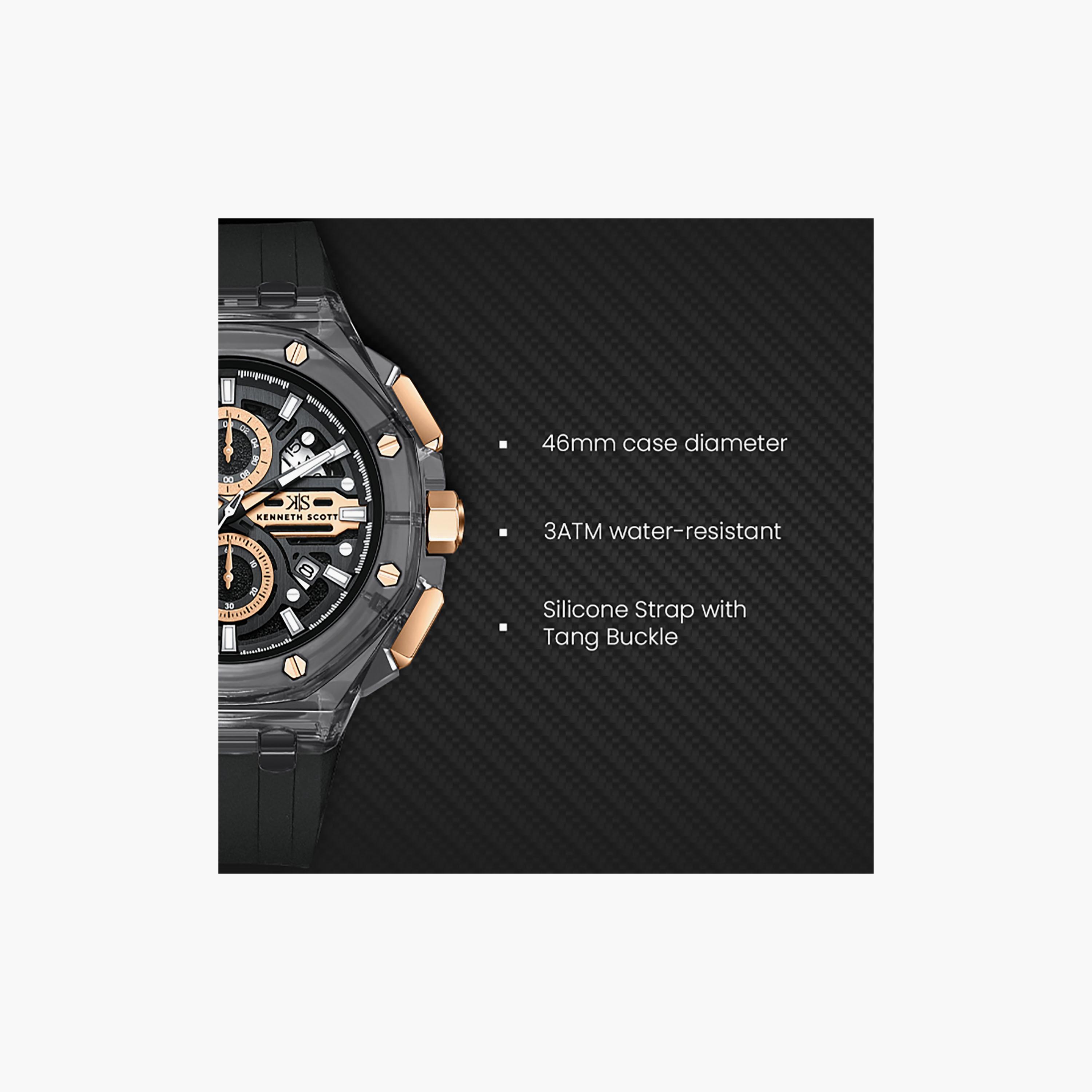 Kenneth Scott Men's 46 MM Chronograph Grey Dial Silicone Strap | K26109-ZSBX-men-watchesandjewellery-watches-image-5