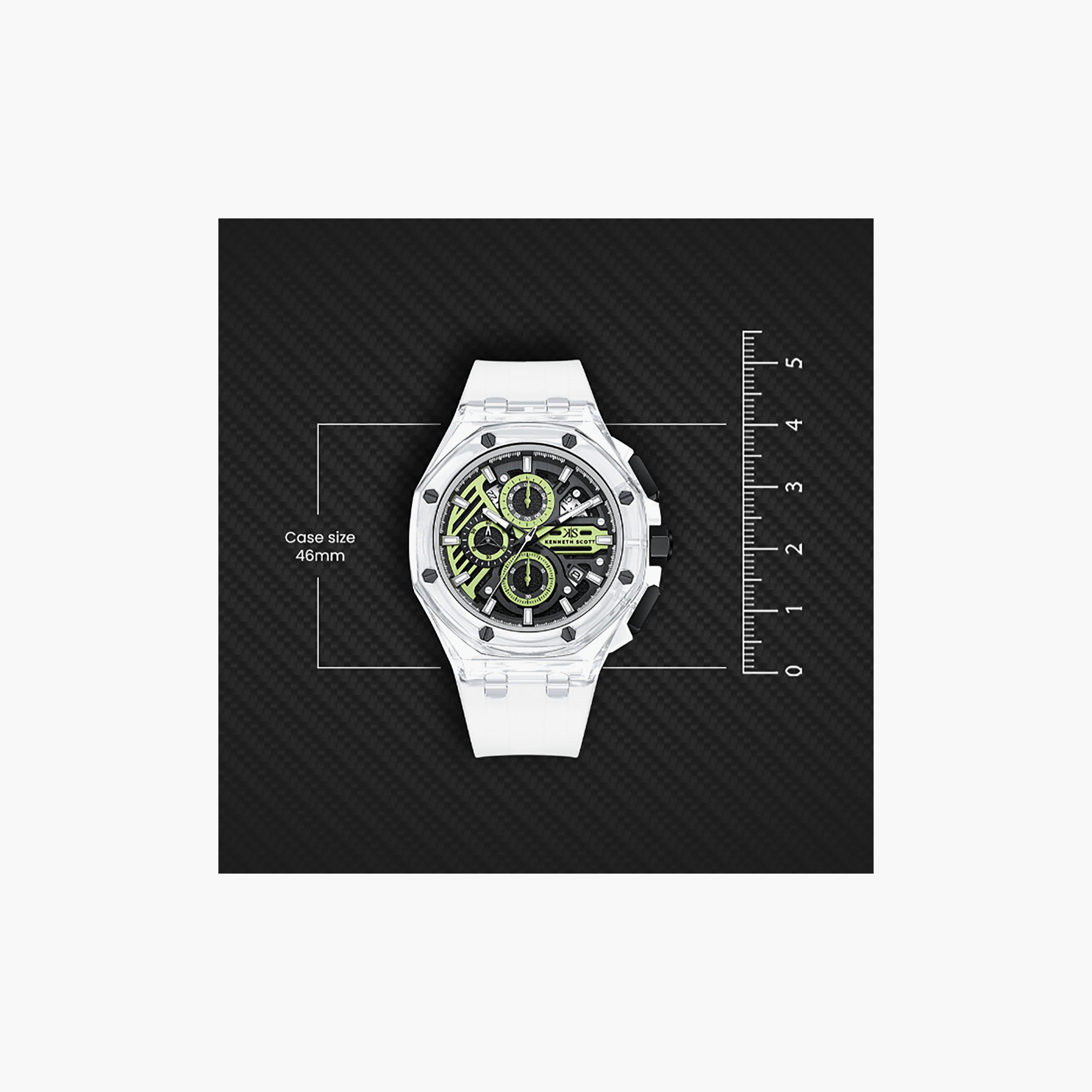 Kenneth Scott Men's 46 MM Chronograph Green Dial Silicone Strap | K26109-ZSWBG-men-watchesandjewellery-watches-image-4