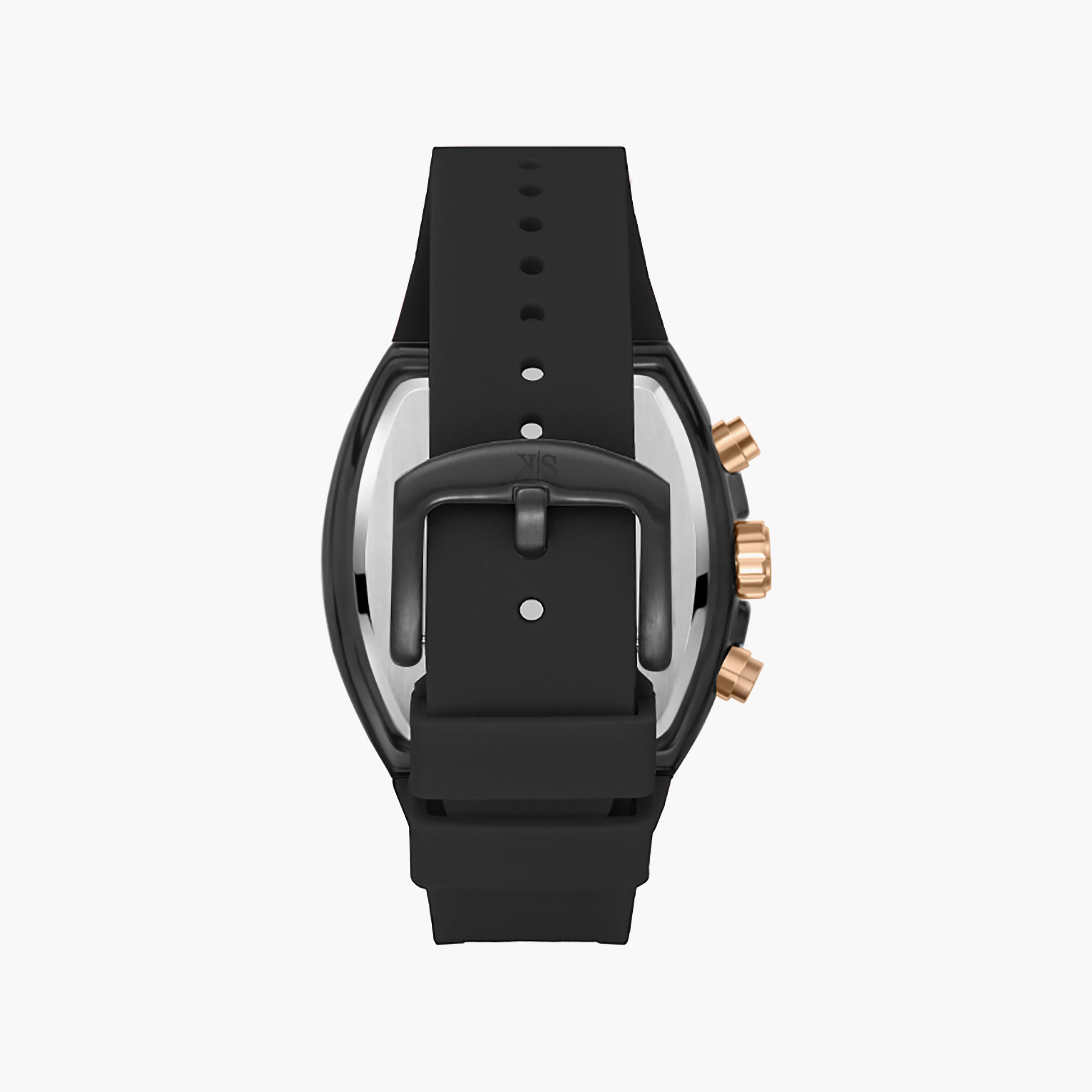 Kenneth Scott Men's 44 MM Chronograph Black Dial Silicone Strap | K26110-BSBB-men-watchesandjewellery-watches-image-3