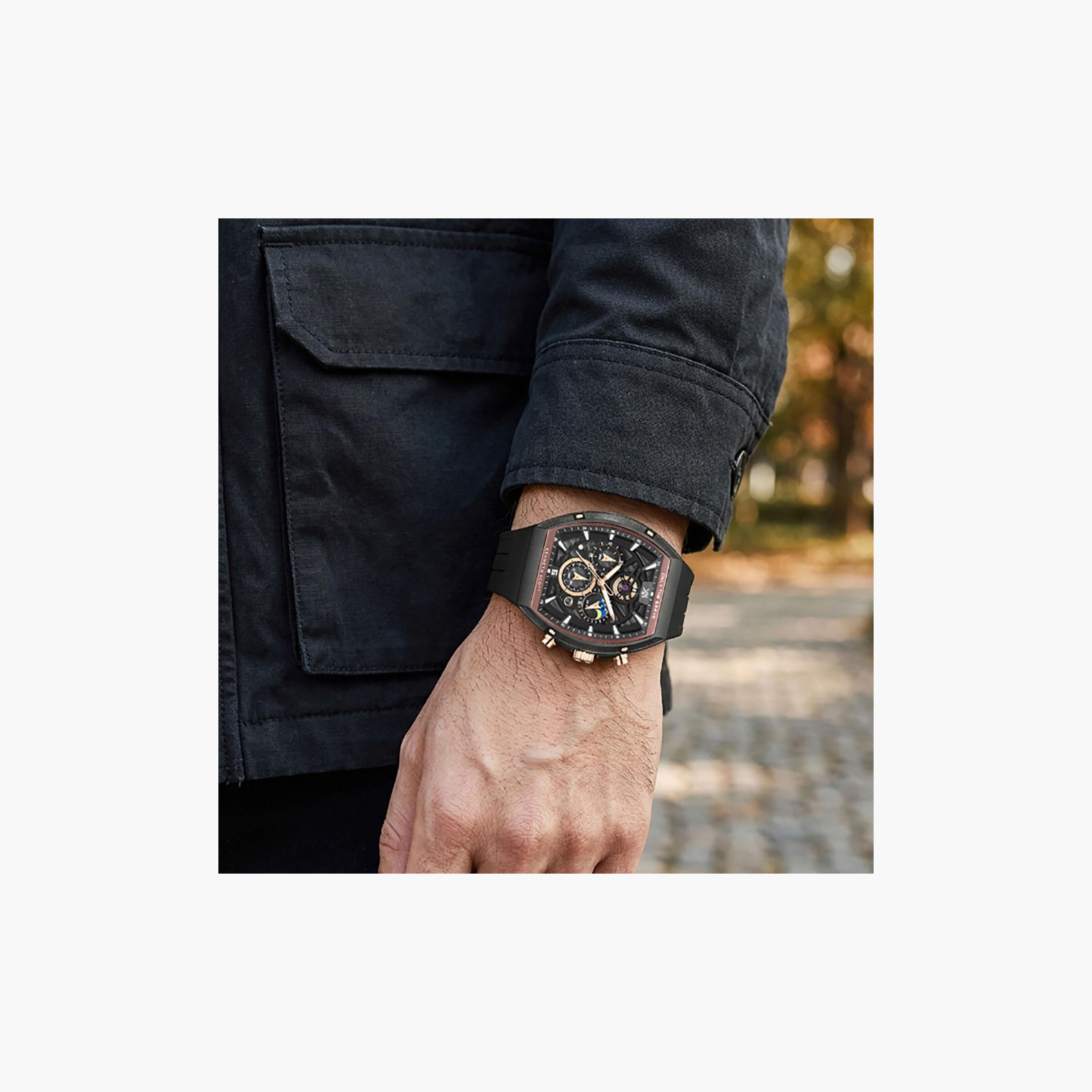 Kenneth Scott Men's 44 MM Chronograph Black Dial Silicone Strap | K26110-BSBB-men-watchesandjewellery-watches-image-8
