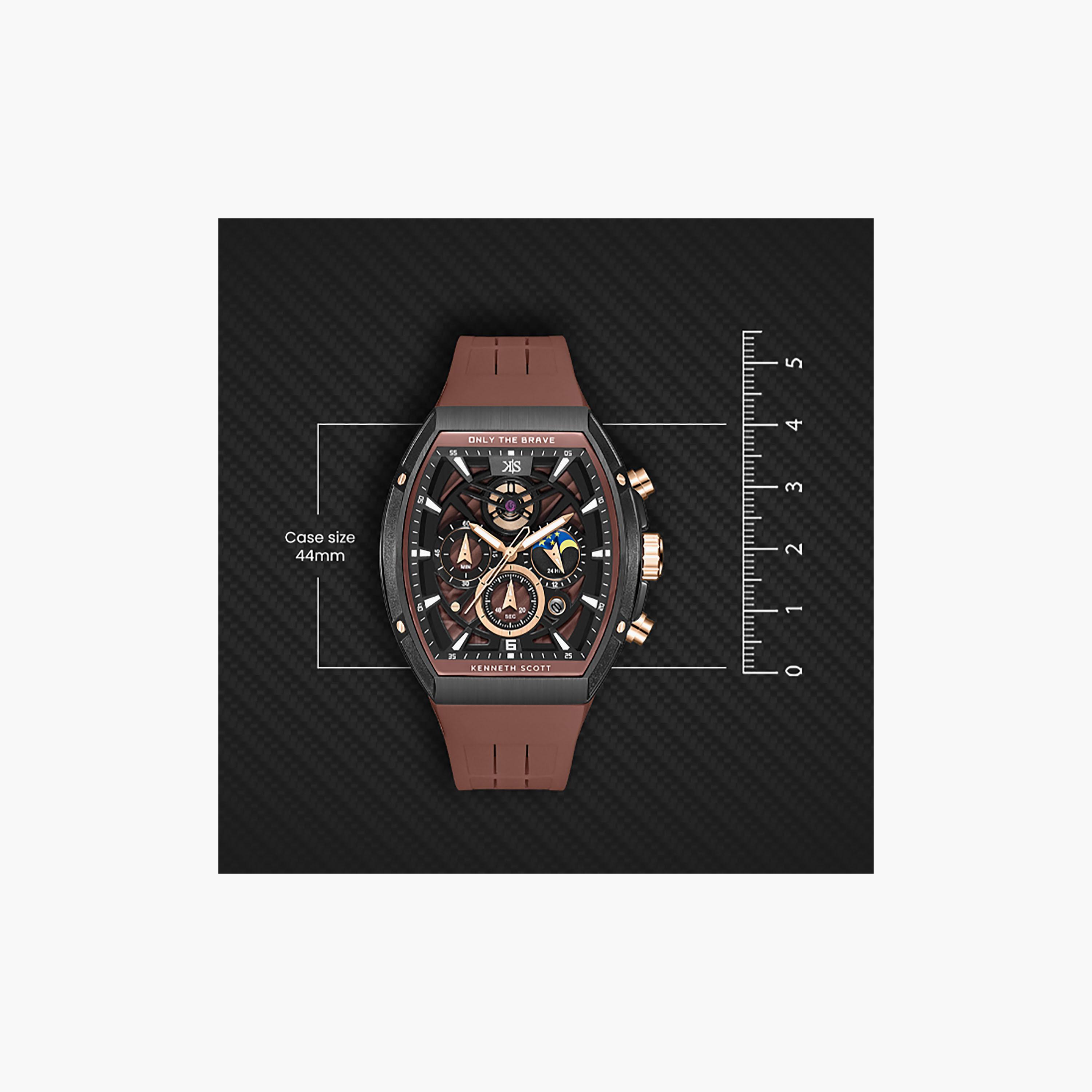 Kenneth Scott Men's 44 MM Chronograph Brown Dial Silicone Strap | K26110-BSDD-men-watchesandjewellery-watches-image-5