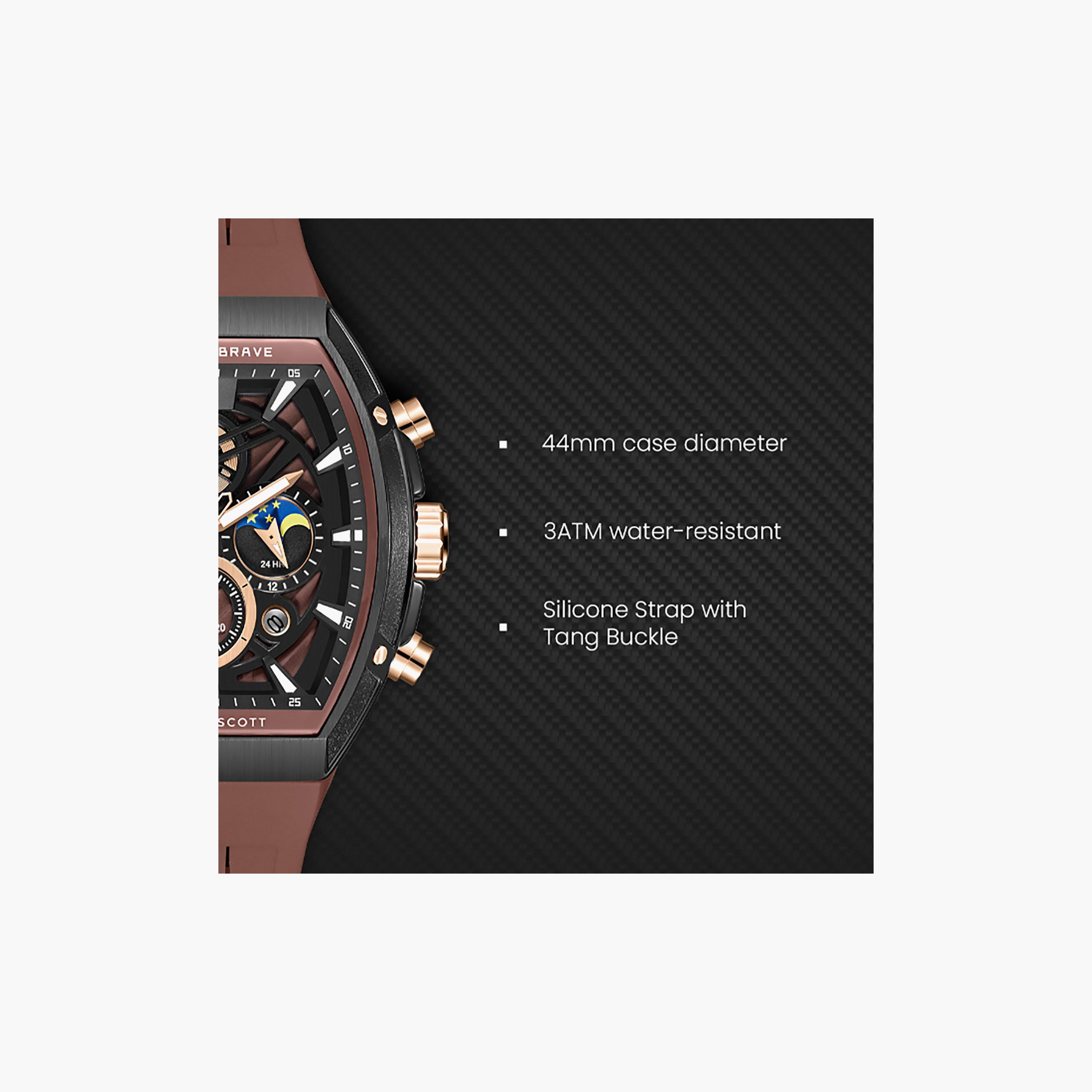 Kenneth Scott Men's 44 MM Chronograph Brown Dial Silicone Strap | K26110-BSDD-men-watchesandjewellery-watches-image-8