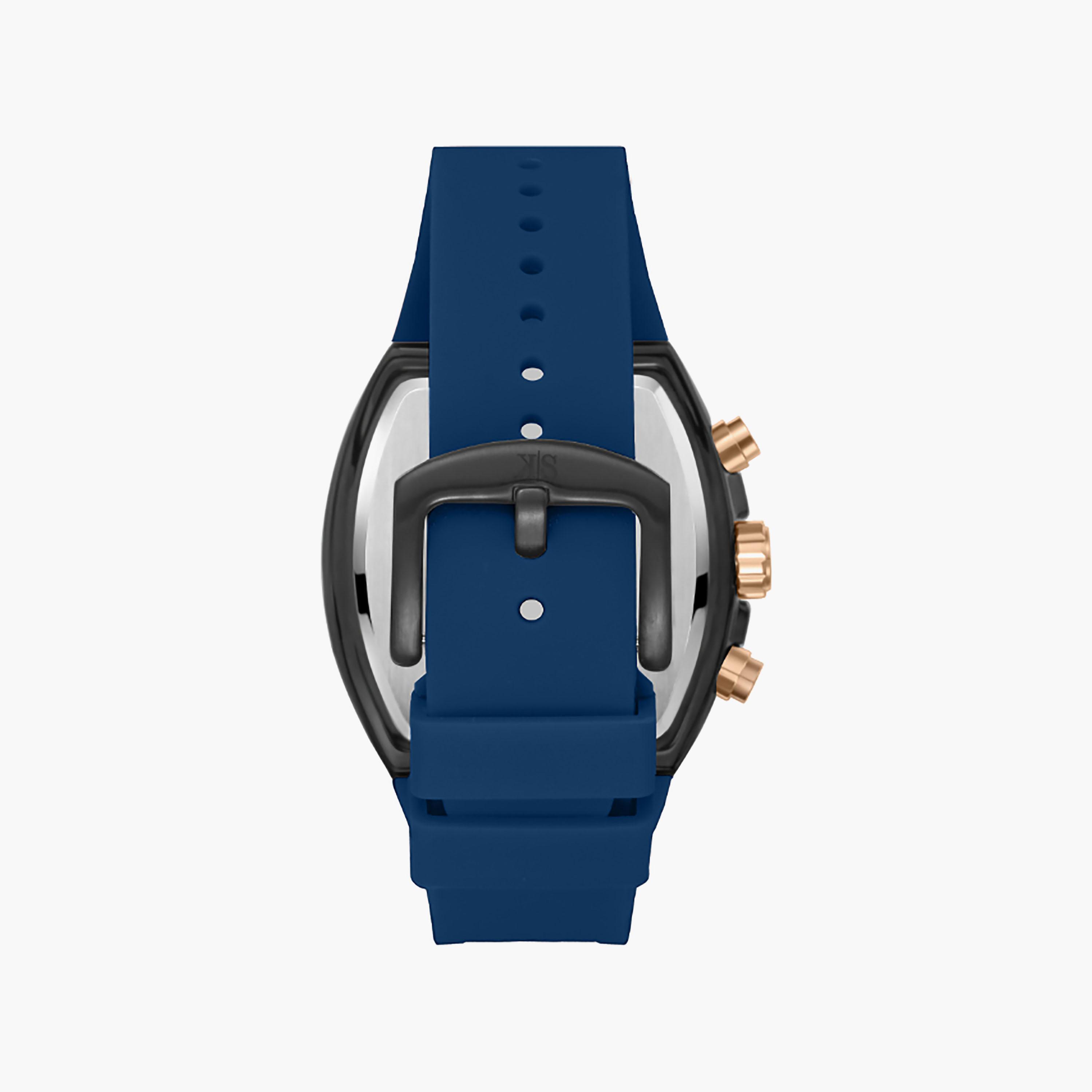 Kenneth Scott Men's 44 MM Chronograph Blue Dial Silicone Strap | K26110-BSNN-men-watchesandjewellery-watches-image-3