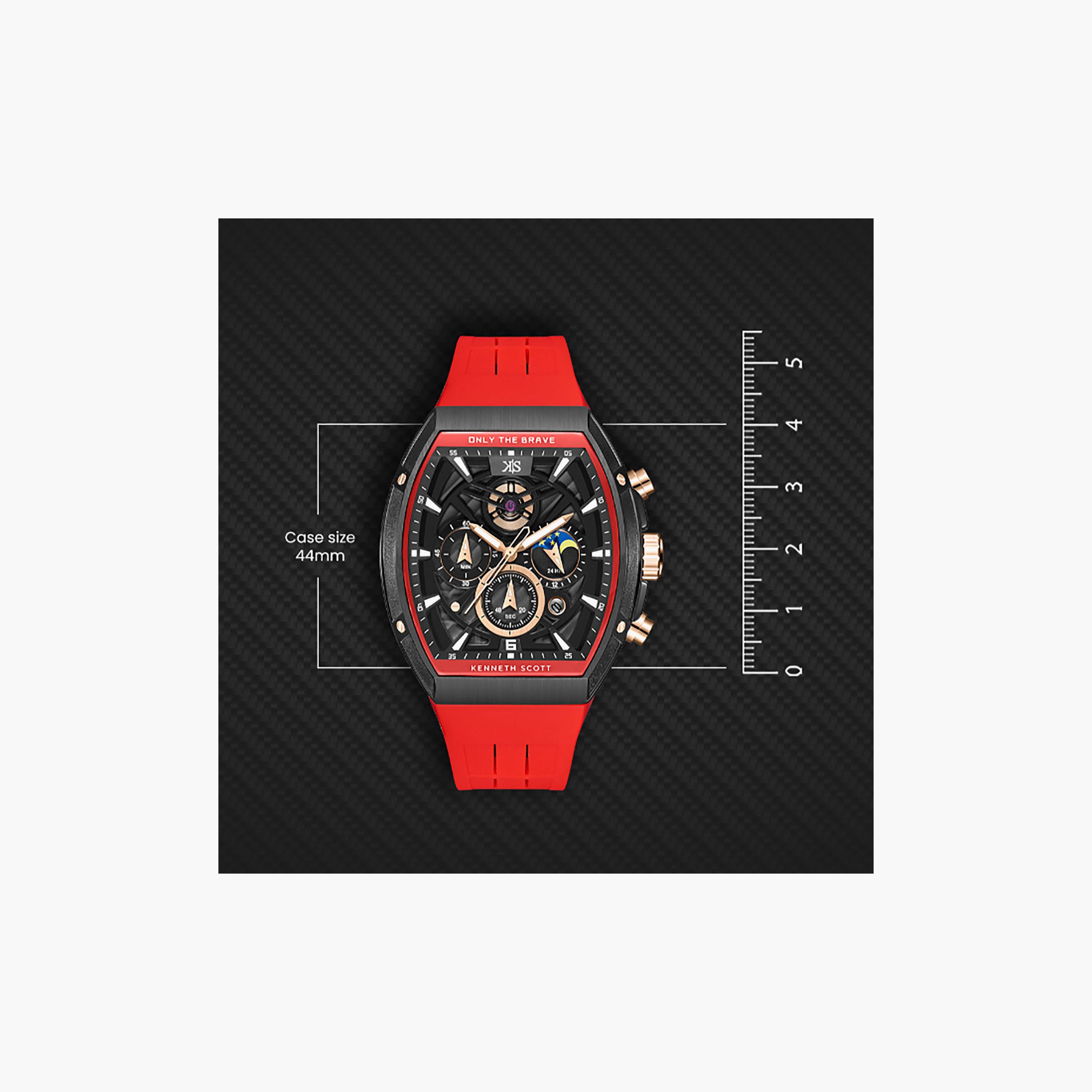 Kenneth Scott Men's 44 MM Chronograph Black Dial Silicone Strap | K26110-BSRB-men-watchesandjewellery-watches-image-4