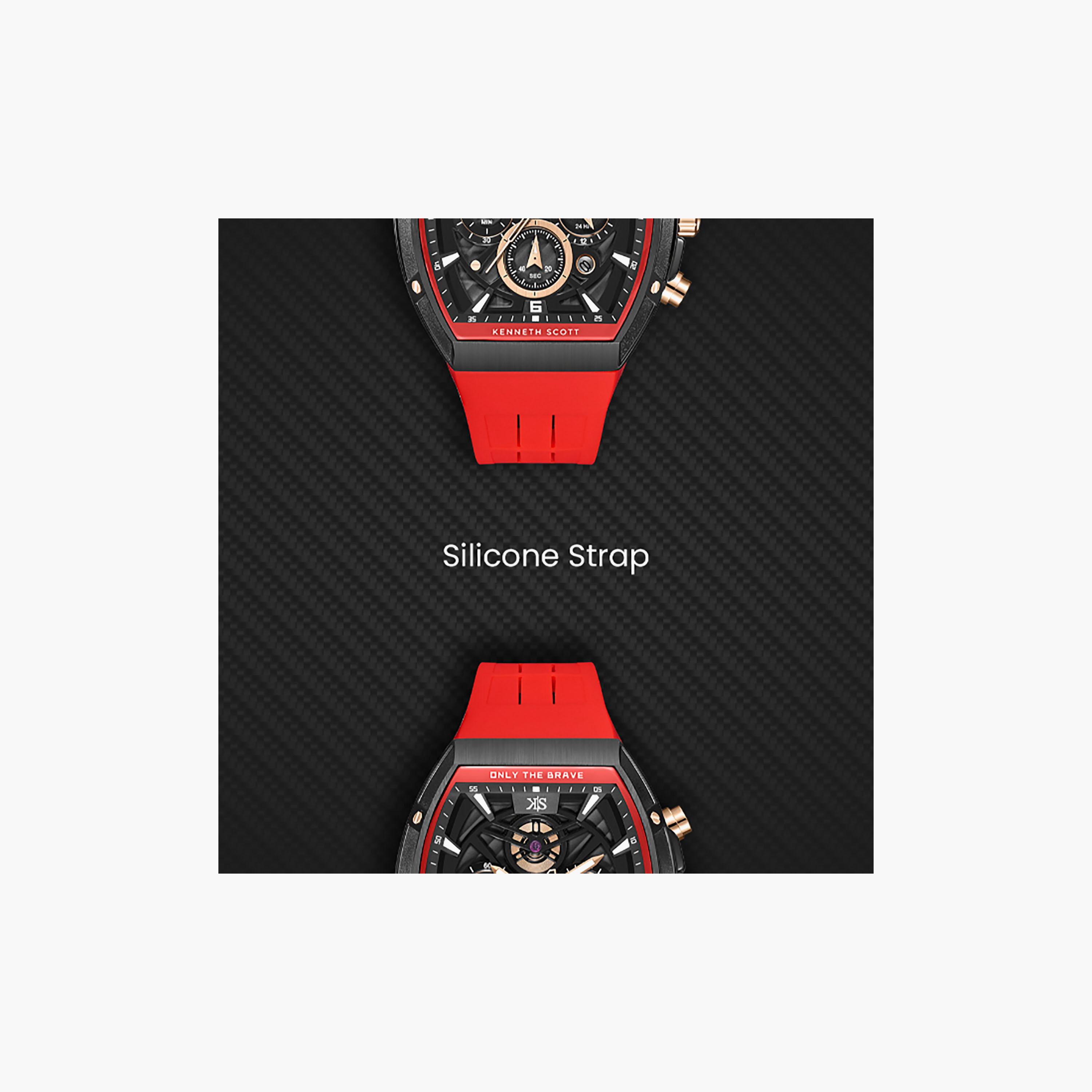 Kenneth Scott Men's 44 MM Chronograph Black Dial Silicone Strap | K26110-BSRB-men-watchesandjewellery-watches-image-5