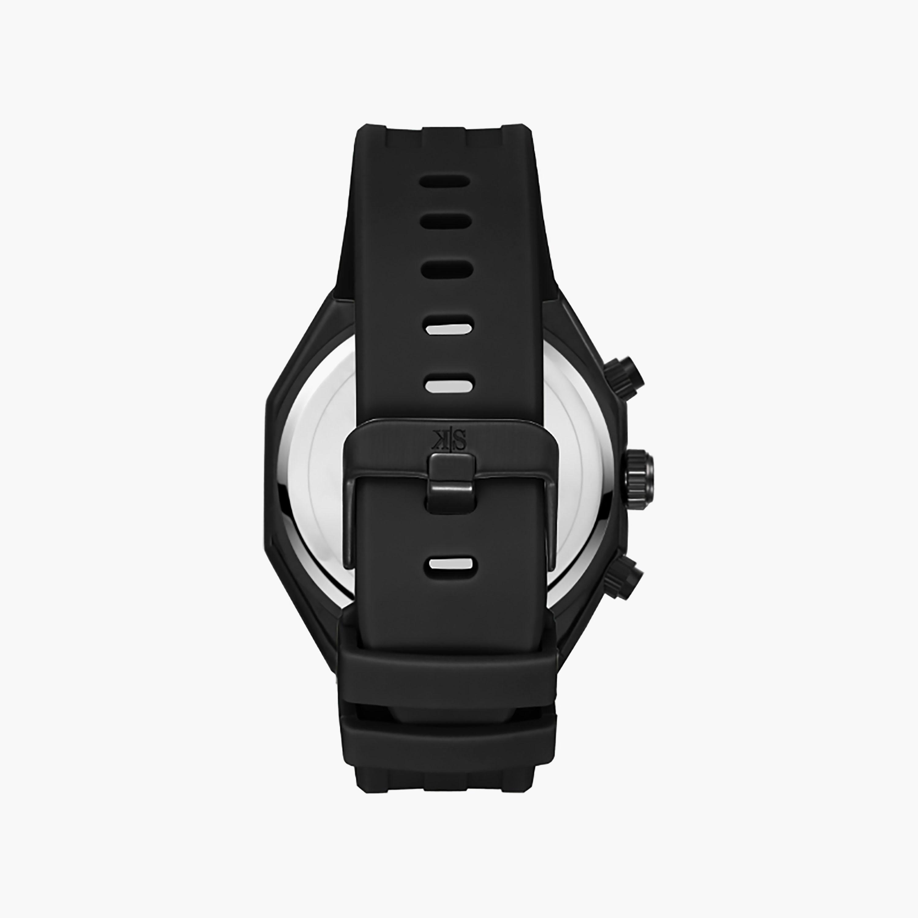 Kenneth Scott Men's 43 MM Chronograph Black Dial Silicone Strap | K26111-BSBB-men-watchesandjewellery-watches-image-3