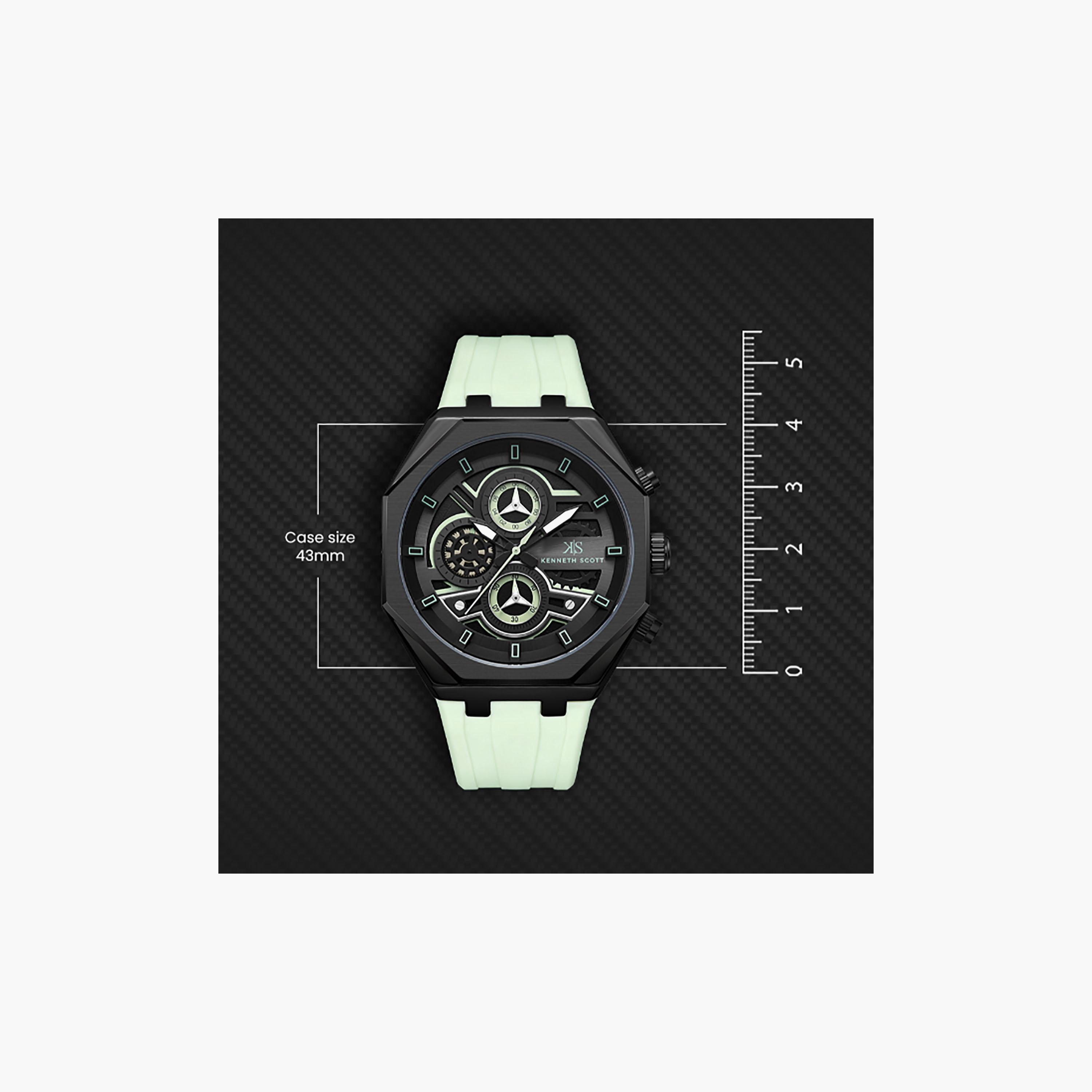 Kenneth Scott Men's 43 MM Chronograph Black Dial Silicone Strap | K26111-BSHB-men-watchesandjewellery-watches-image-4