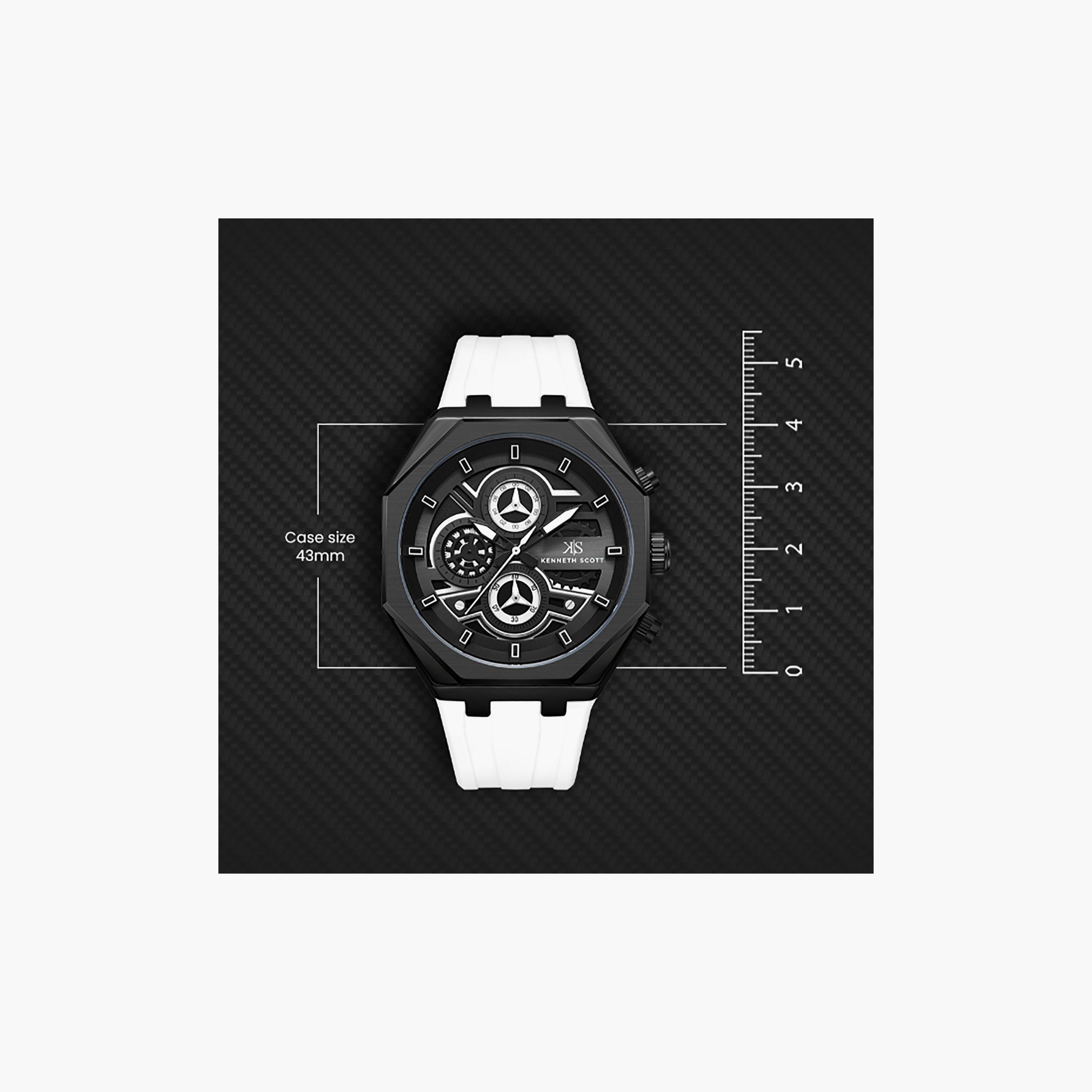 Kenneth Scott Men's 43 MM Chronograph Black Dial Silicone Strap | K26111-BSWB-men-watchesandjewellery-watches-image-4