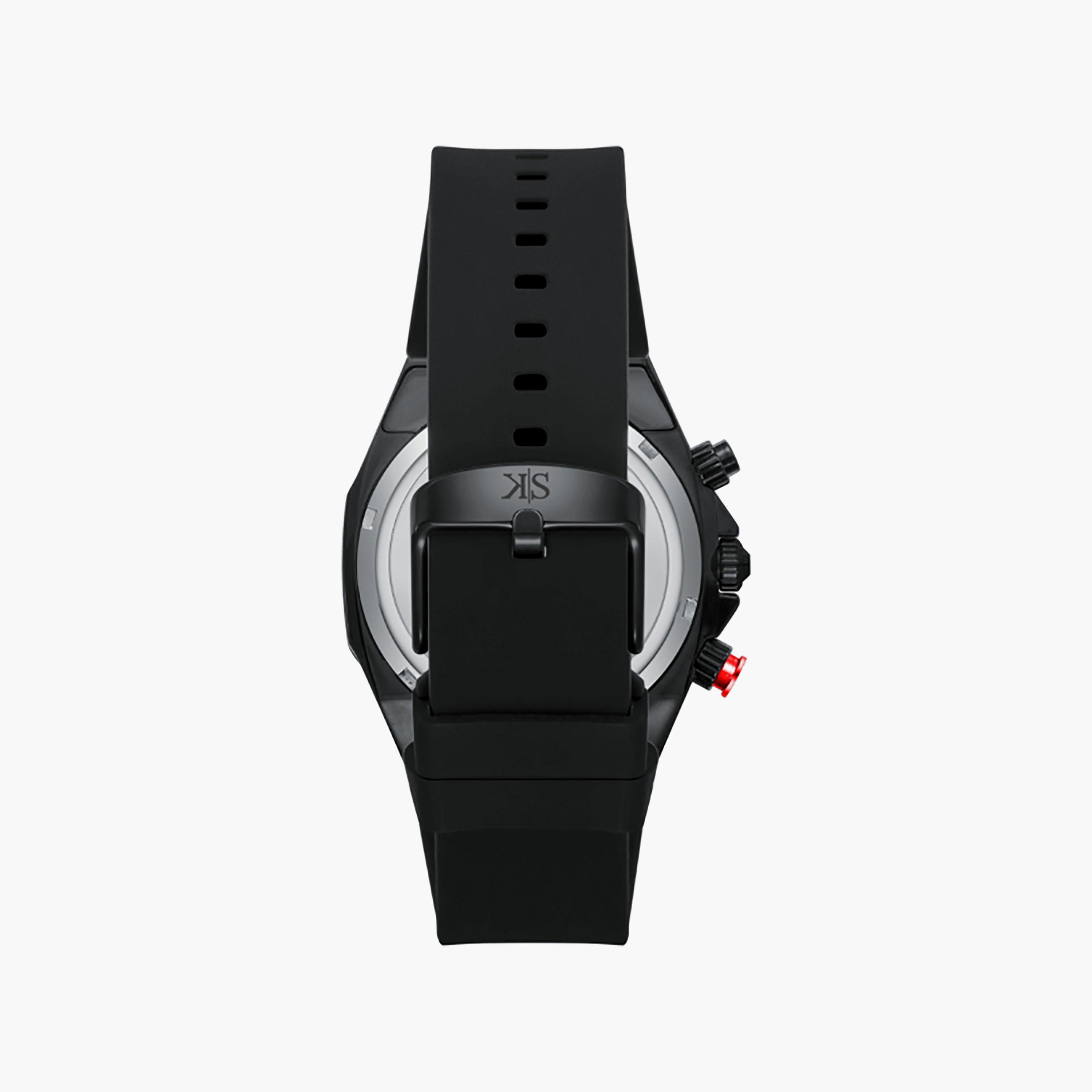 Kenneth Scott Men's 43 MM Chronograph Black Dial Silicone Strap | K26116-BSBB-men-watchesandjewellery-watches-image-3