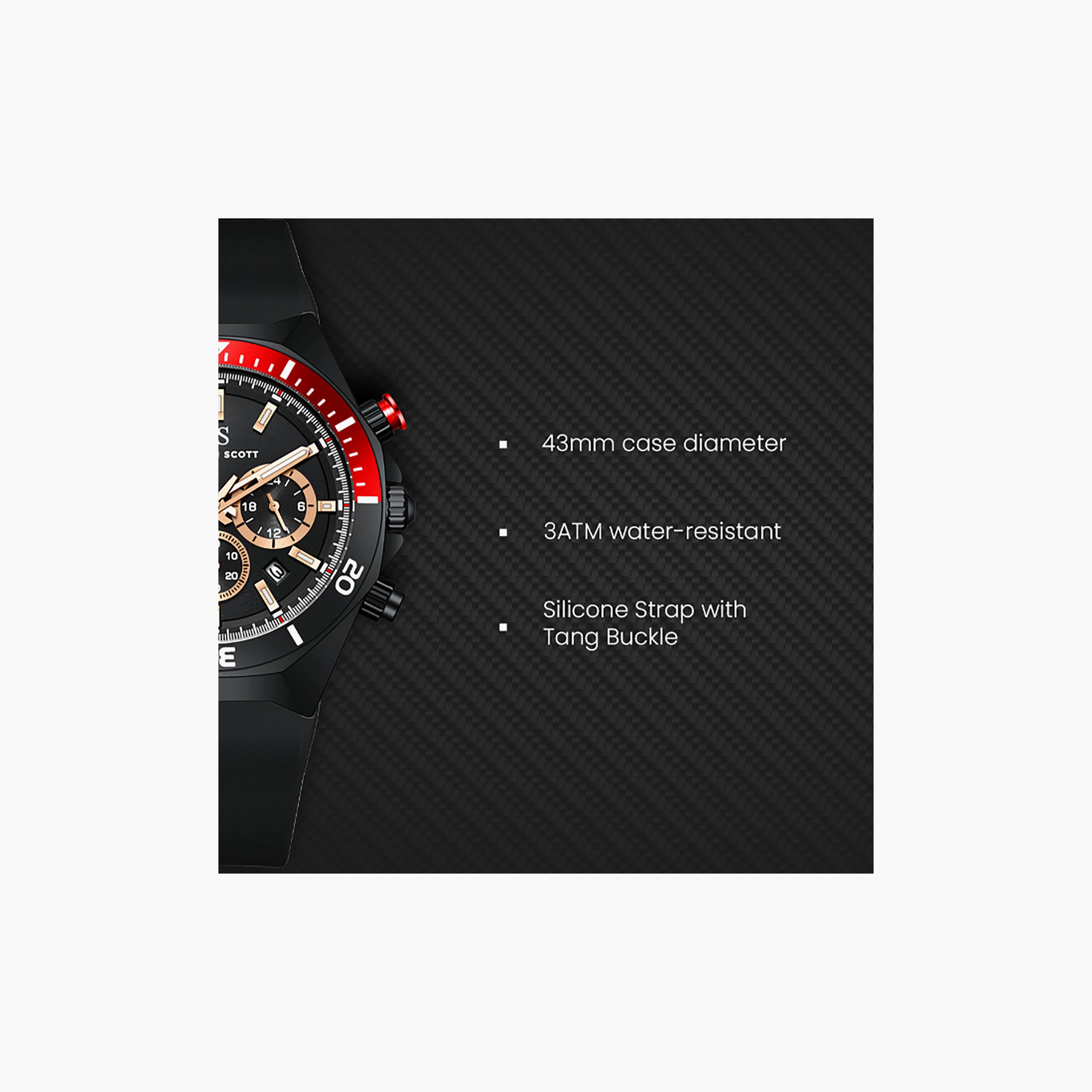 Kenneth Scott Men's 43 MM Chronograph Black Dial Silicone Strap | K26116-BSBB-men-watchesandjewellery-watches-image-7