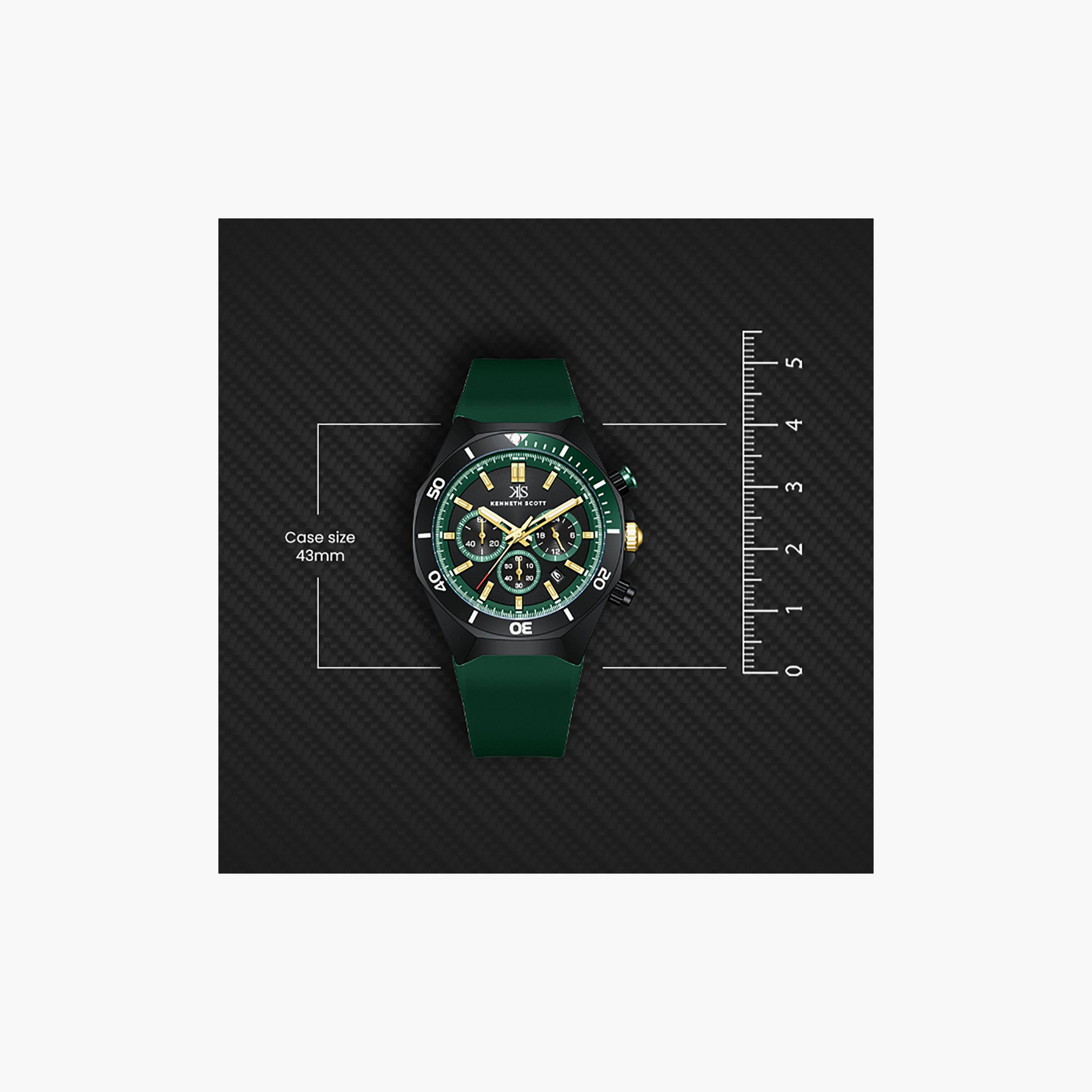 Kenneth Scott Men's 43 MM Chronograph Black Dial Silicone Strap | K26116-BSHB-men-watchesandjewellery-watches-image-4