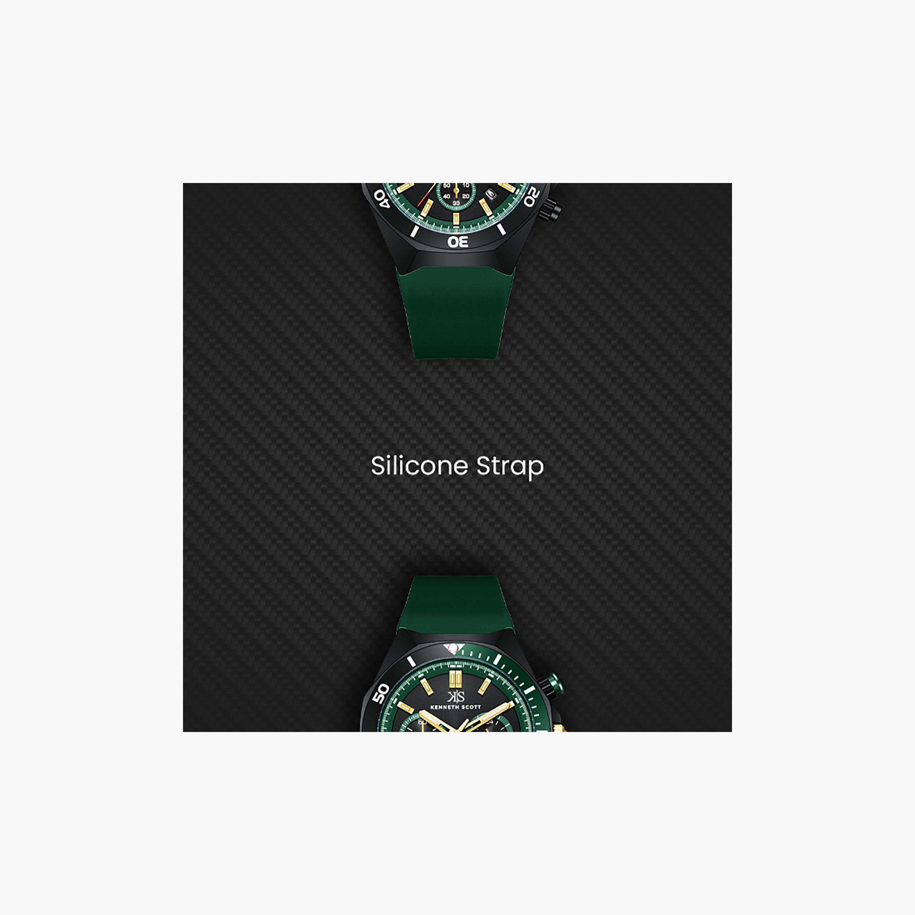Kenneth Scott Men's 43 MM Chronograph Black Dial Silicone Strap | K26116-BSHB-men-watchesandjewellery-watches-image-5