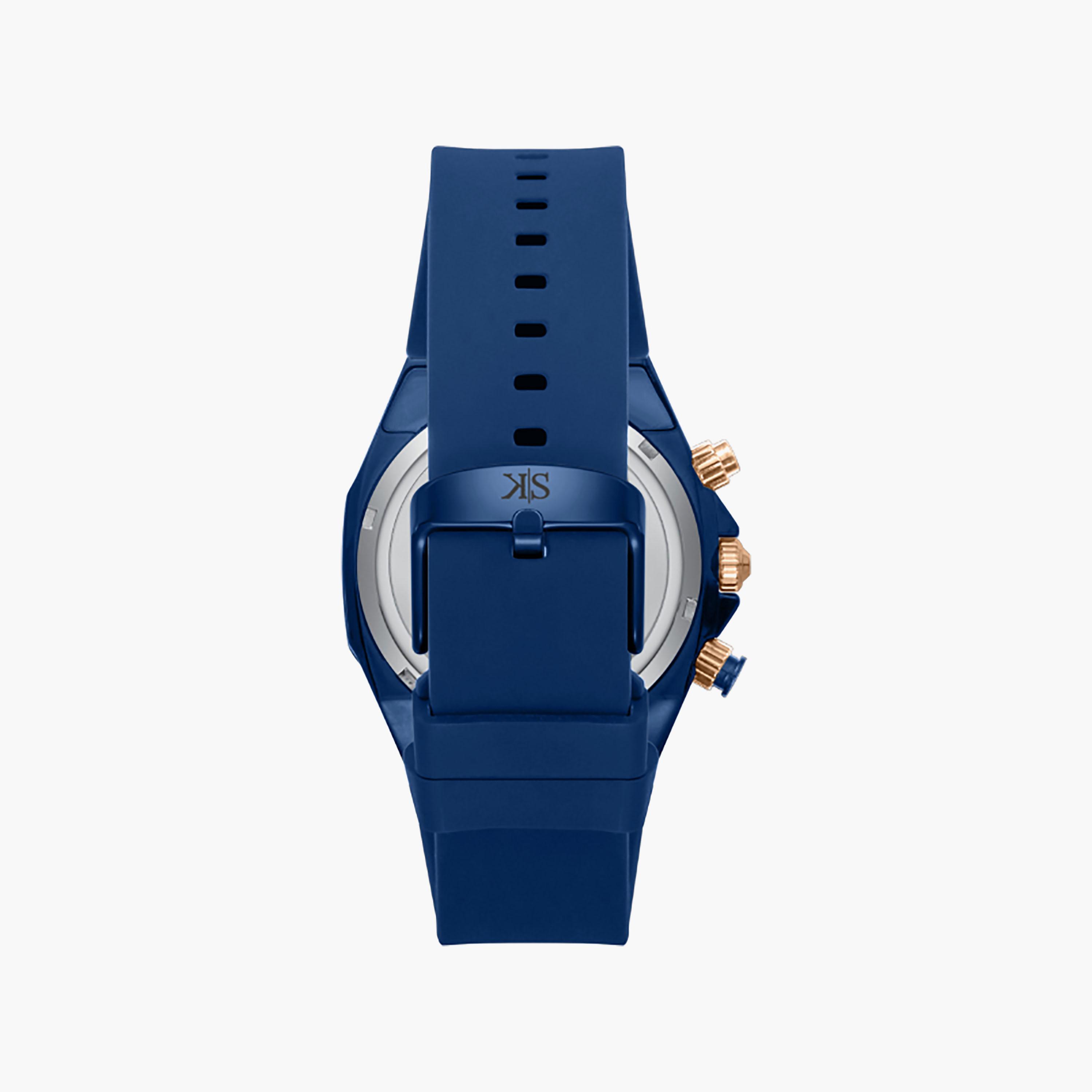 Kenneth Scott Men's 43 MM Chronograph Blue Dial Silicone Strap | K26116-NSNN-men-watchesandjewellery-watches-image-4