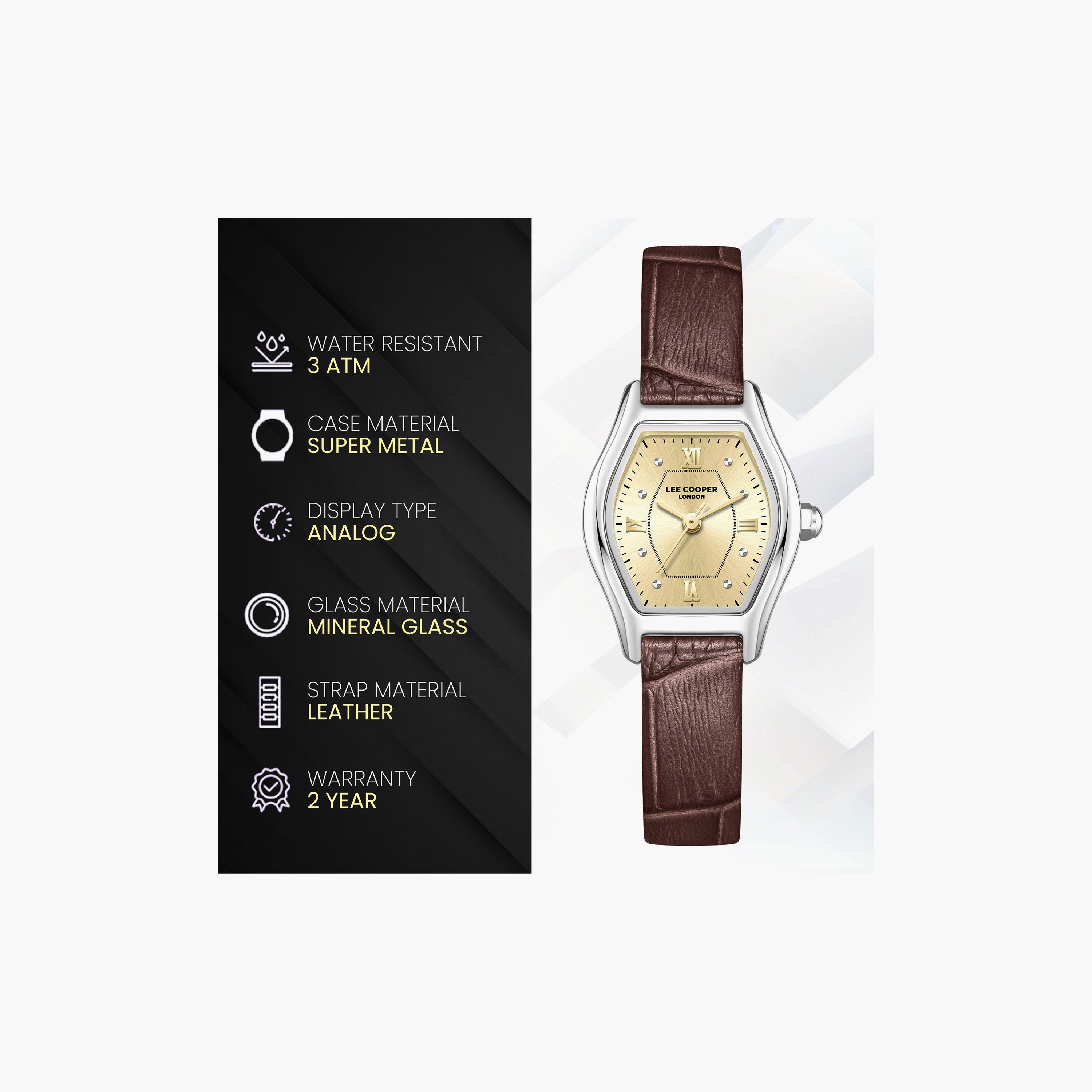 Lee Cooper Women's 29 MM Analog Gold Dial Leather Strap | LC08392-312-women-watchesandjewellery-watches-image-9