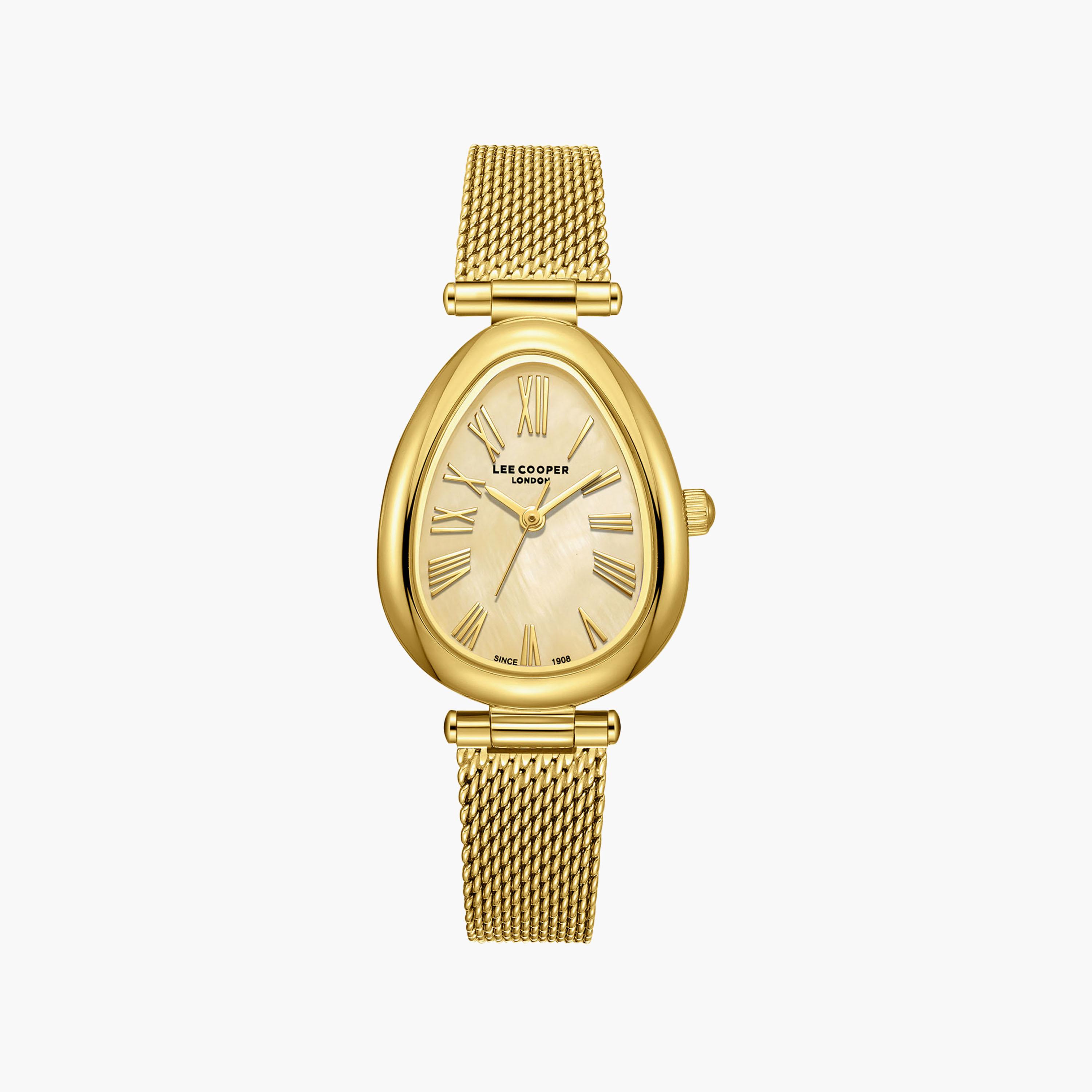 Lee Cooper Women's 23 MM Analog Gold Dial Mesh Strap | LC08360-110-women-watchesandjewellery-watches-image-1