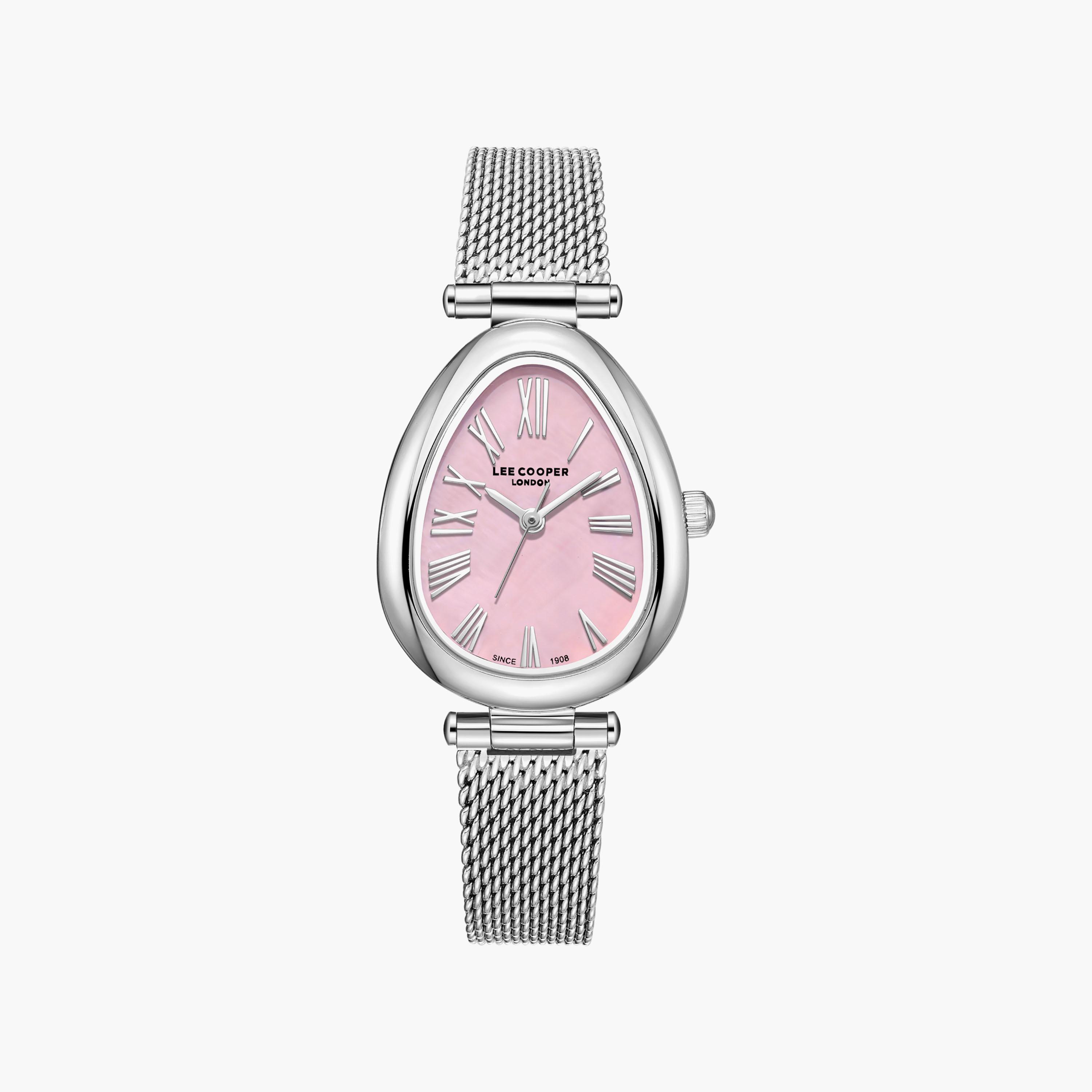 Lee Cooper Women's 23 MM Analog Pink Dial Mesh Strap | LC08360-380-women-watchesandjewellery-watches-image-1