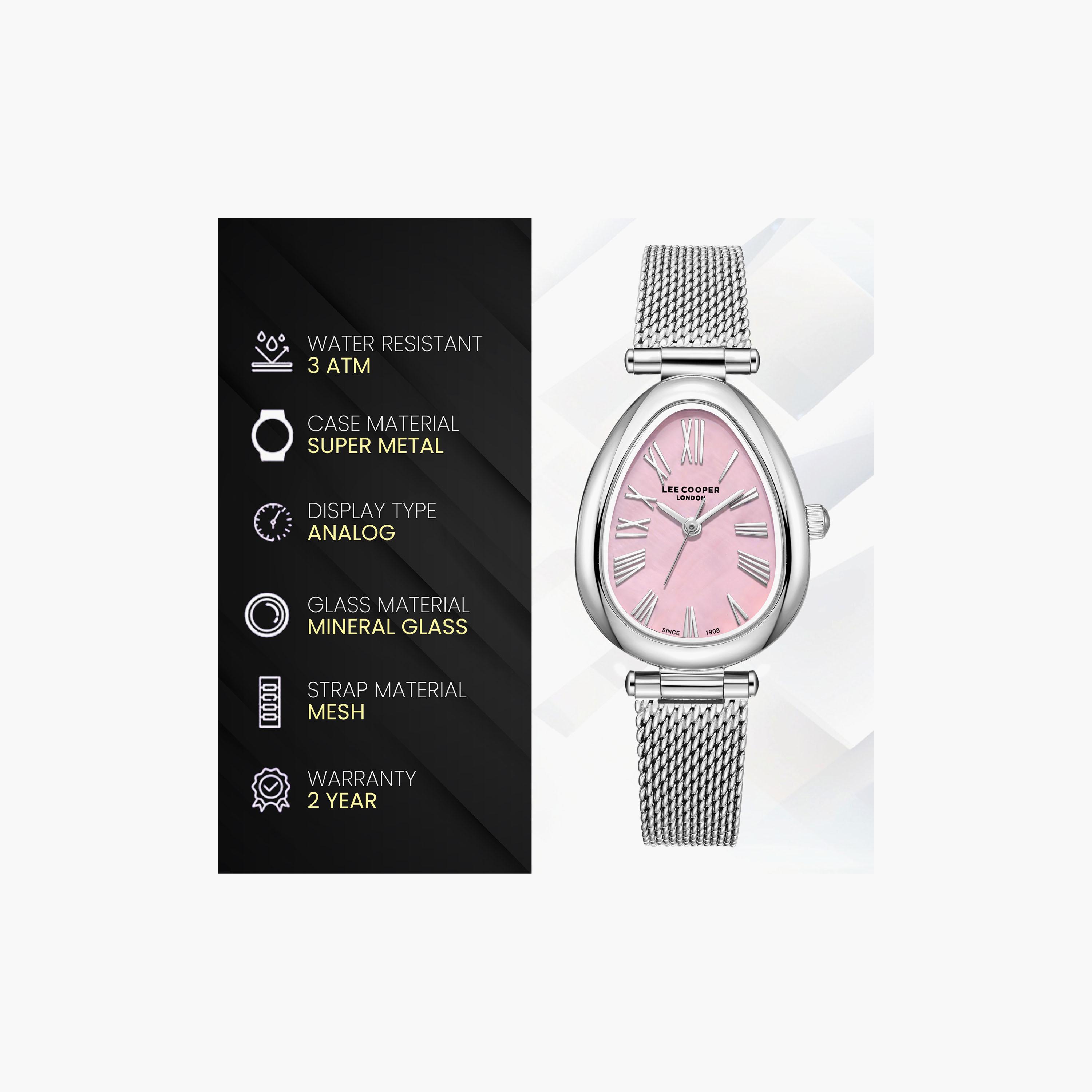 Lee Cooper Women's 23 MM Analog Pink Dial Mesh Strap | LC08360-380-women-watchesandjewellery-watches-image-9