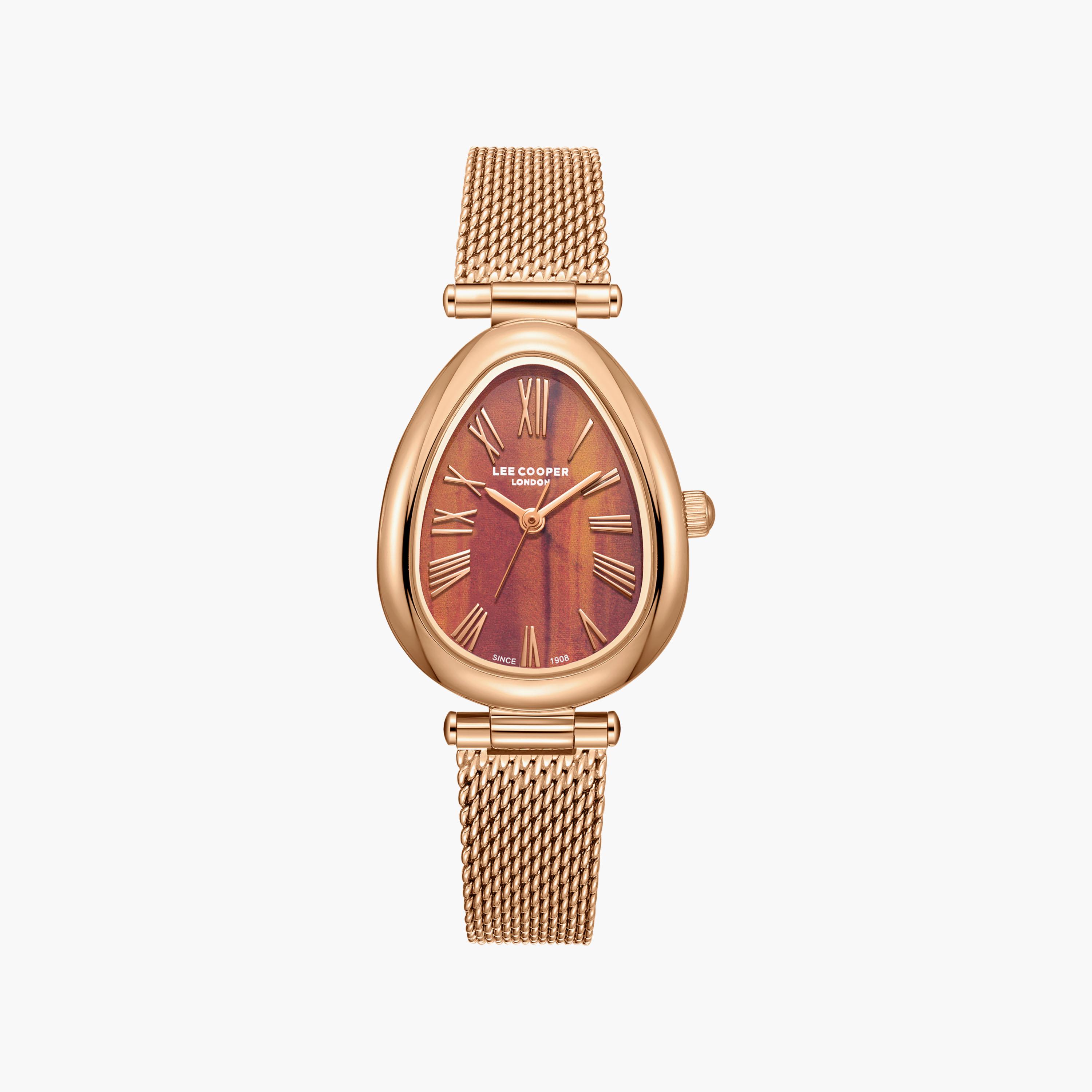 Lee Cooper Women's 23 MM Analog Dark Brown Dial Mesh Strap | LC08360-440-women-watchesandjewellery-watches-image-1