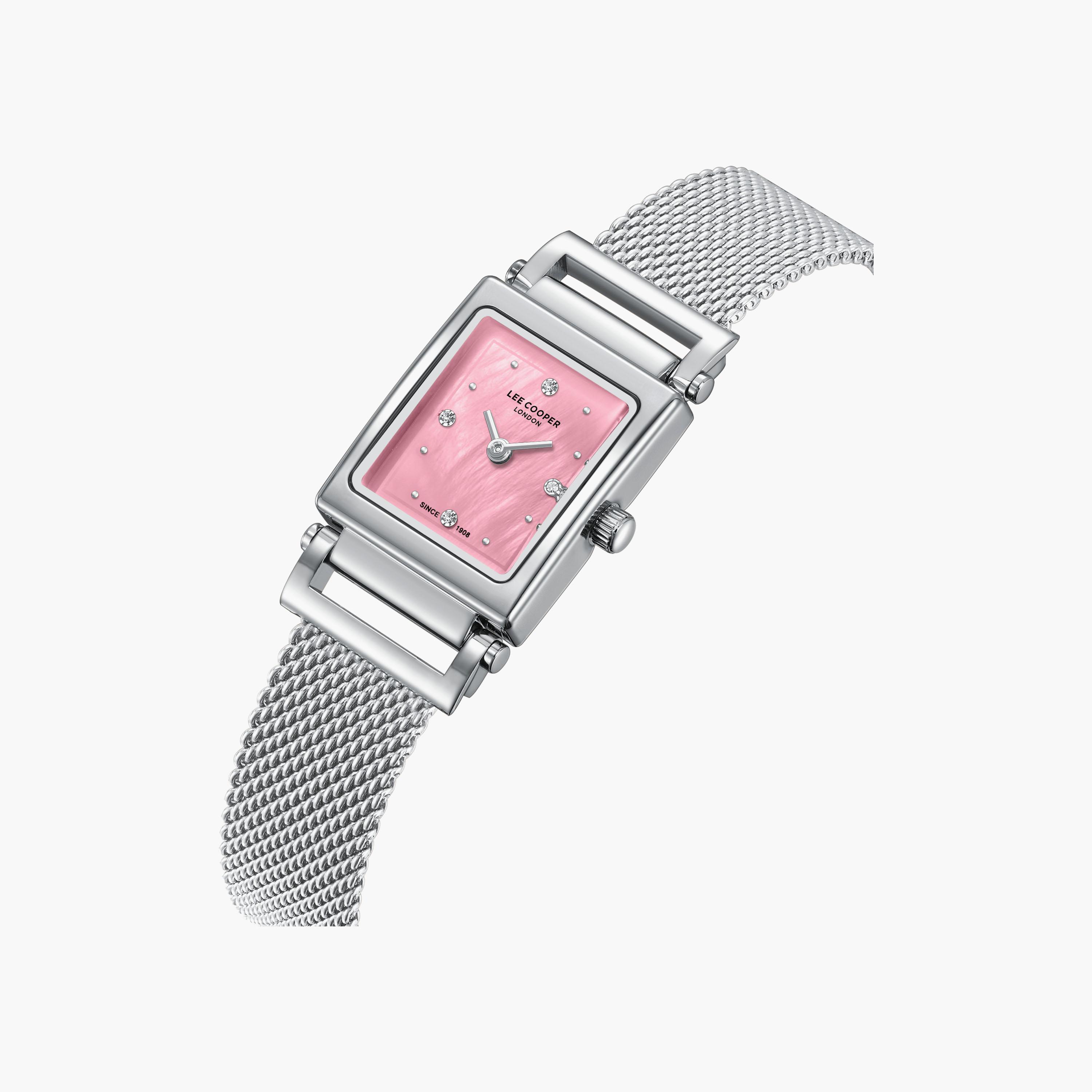 Lee Cooper Women's 30 MM Analog Pink Dial Mesh Strap | LC08386-380-women-watchesandjewellery-watches-image-3