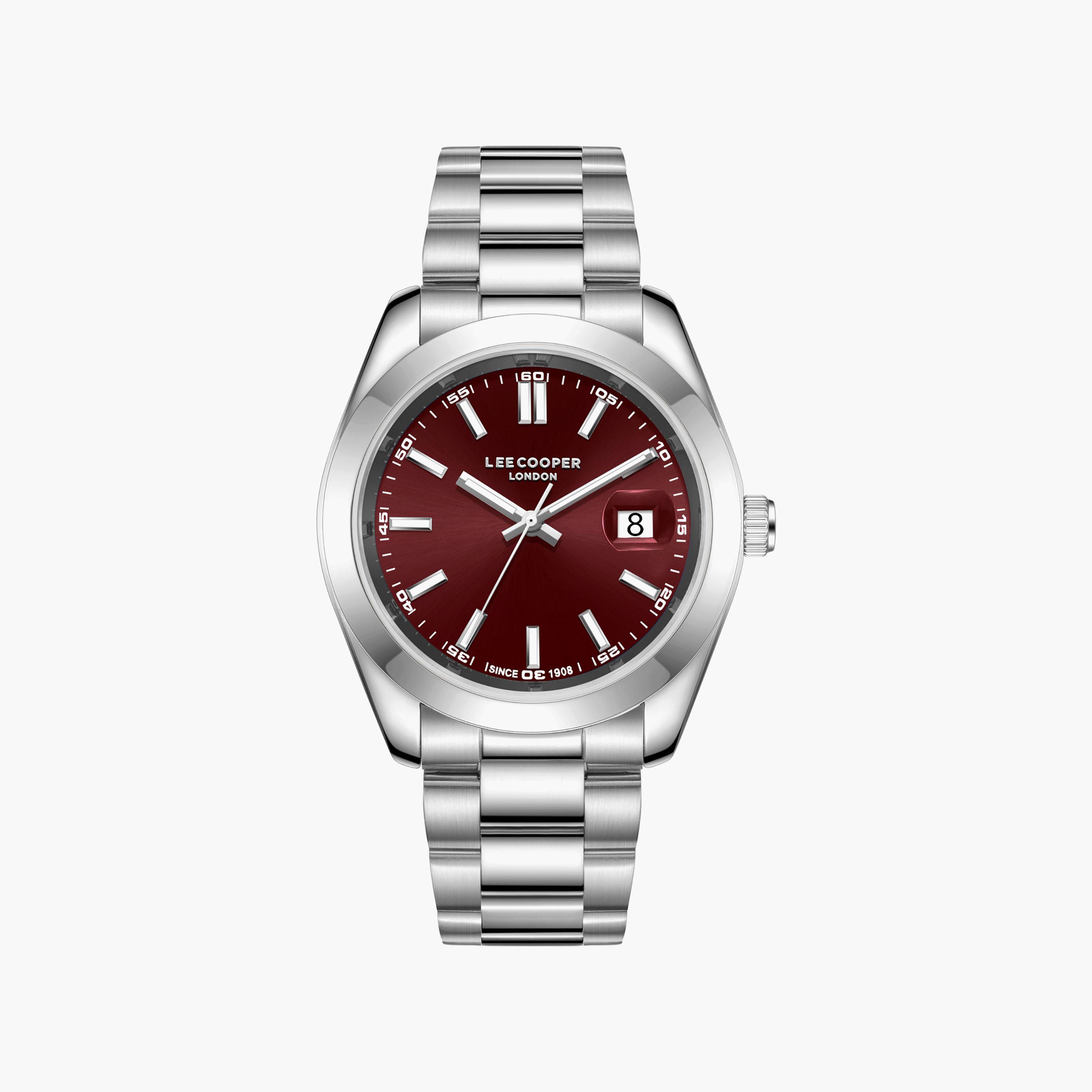Lee Cooper Men's 41 MM Analog Red Dial Metal Strap | LC08189-380-men-watchesandjewellery-watches-image-1