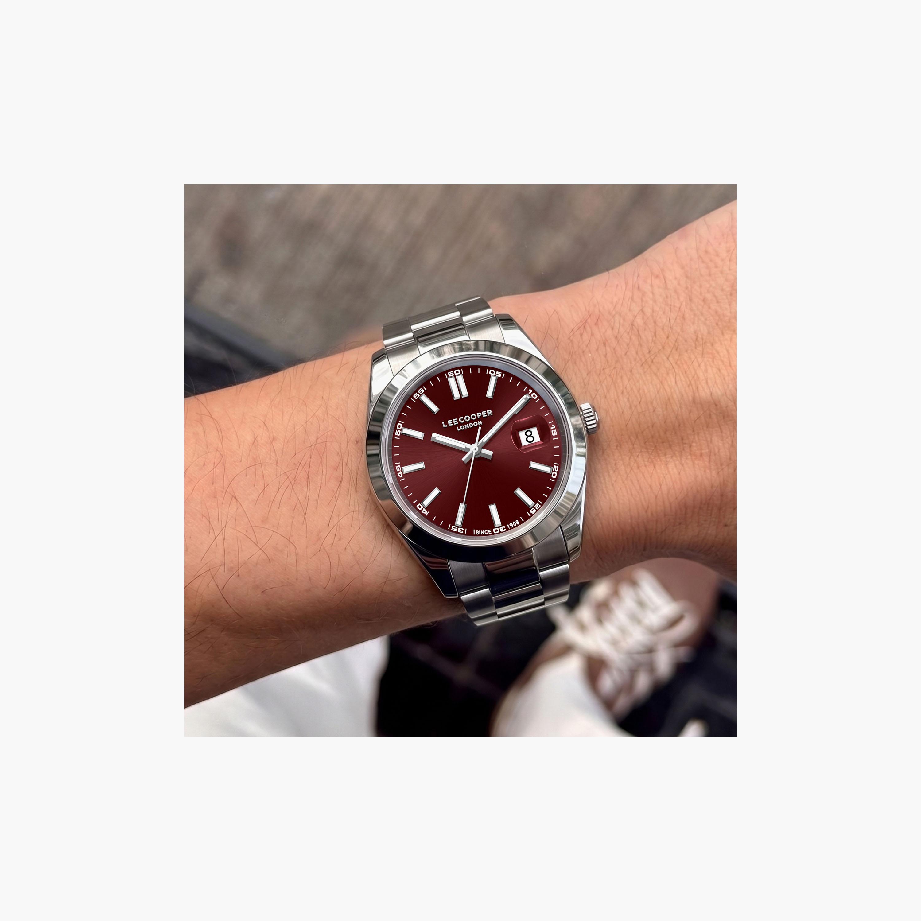 Lee Cooper Men's 41 MM Analog Red Dial Metal Strap | LC08189-380-men-watchesandjewellery-watches-image-4