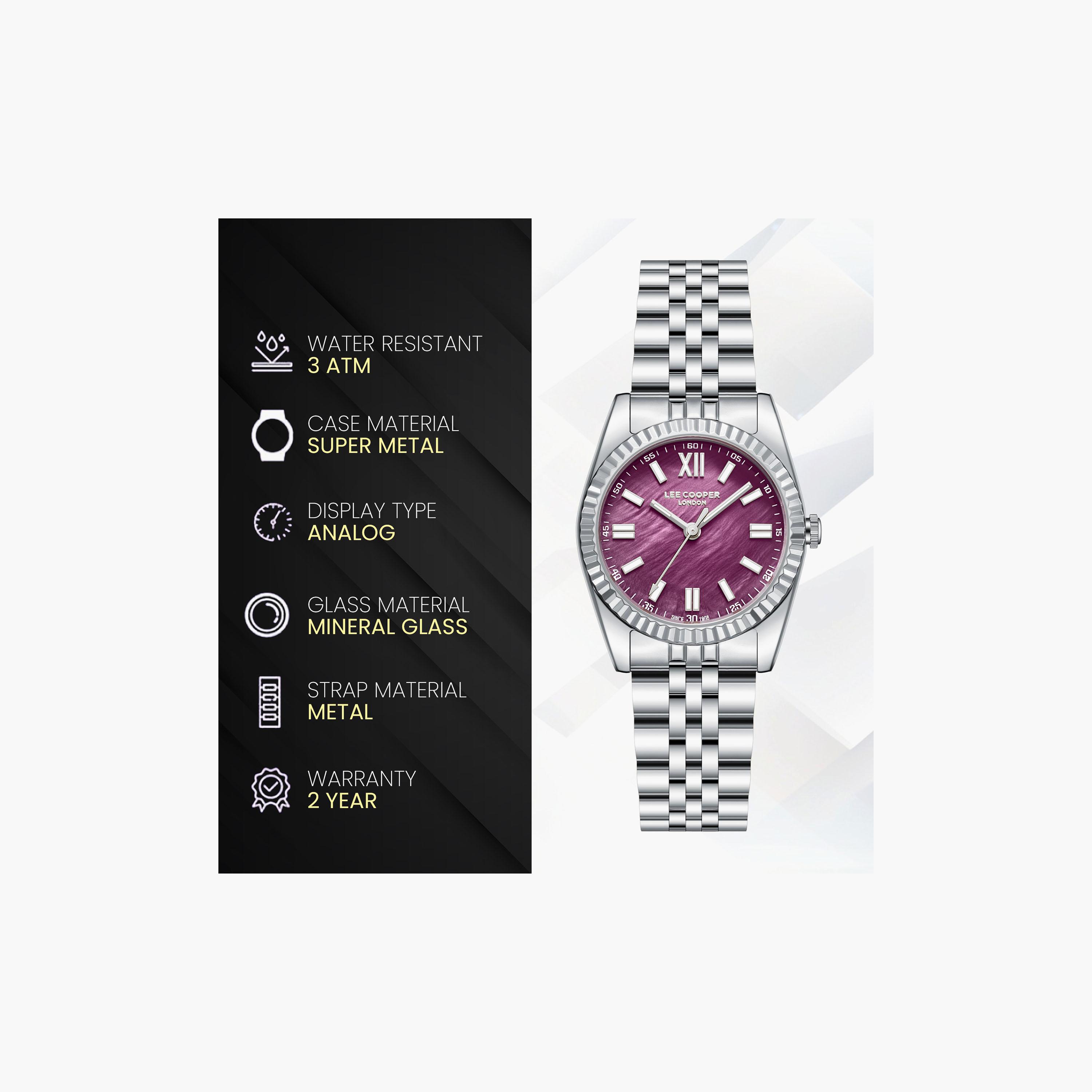 Lee Cooper Women's 30 MM Analog Pink Dial Metal Strap | LC08303-380-women-watchesandjewellery-watches-image-7