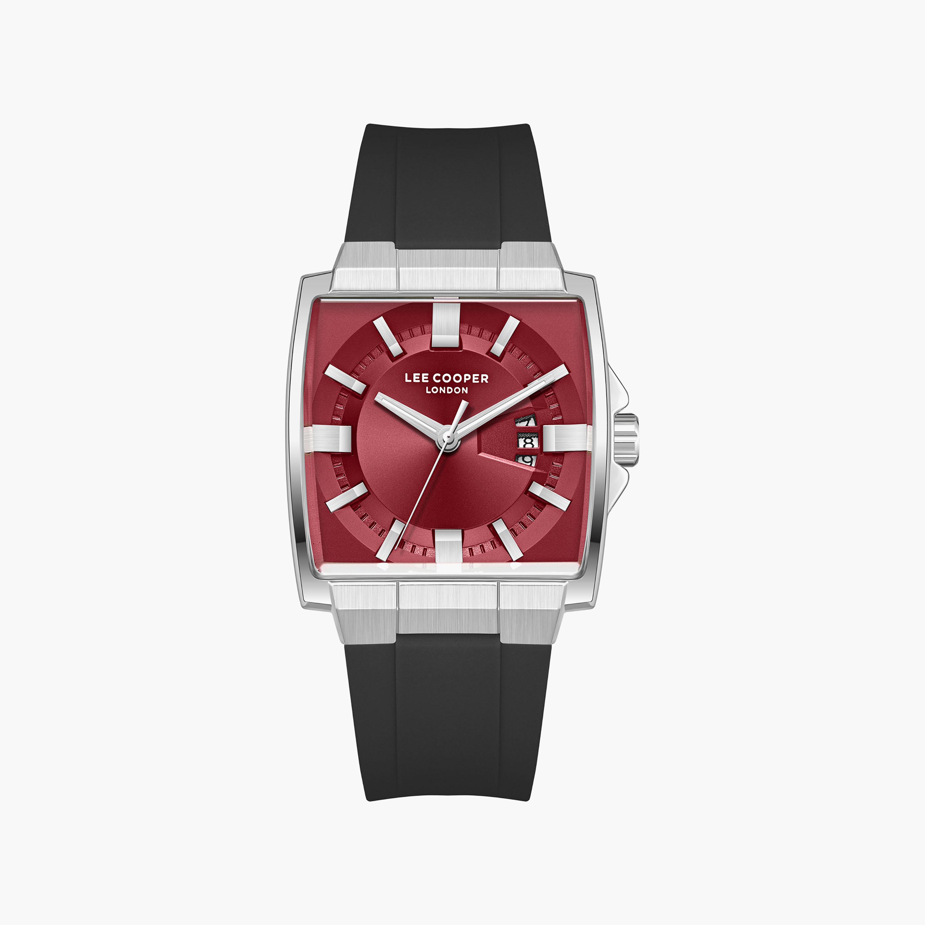 Lee Cooper Men's 47 MM Analog Red Dial Silicone Strap | LC08349-381-men-watchesandjewellery-watches-image-1