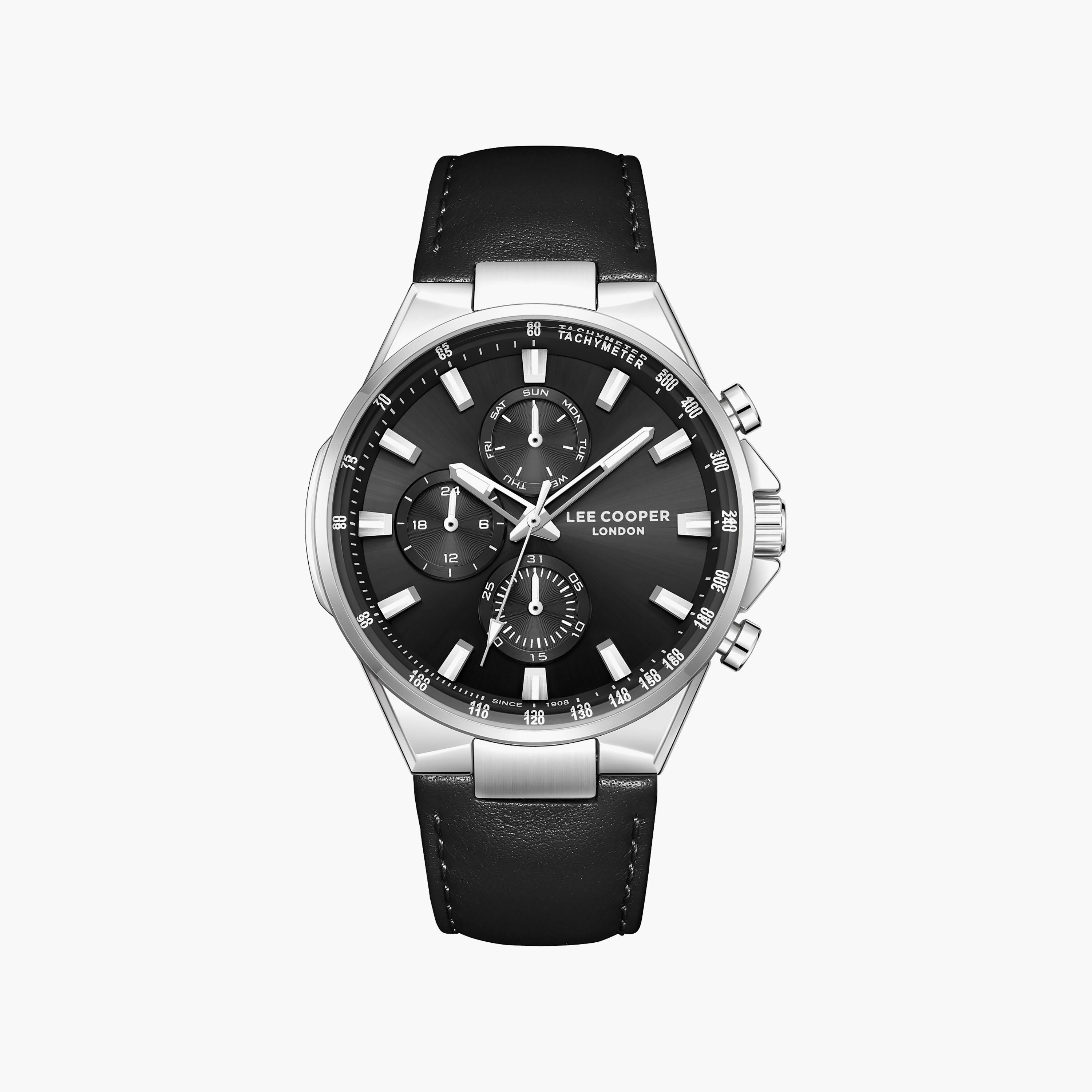 Lee Cooper Men's 43 MM Analog Black Dial Leather Strap | LC08223-351-men-watchesandjewellery-watches-image-1
