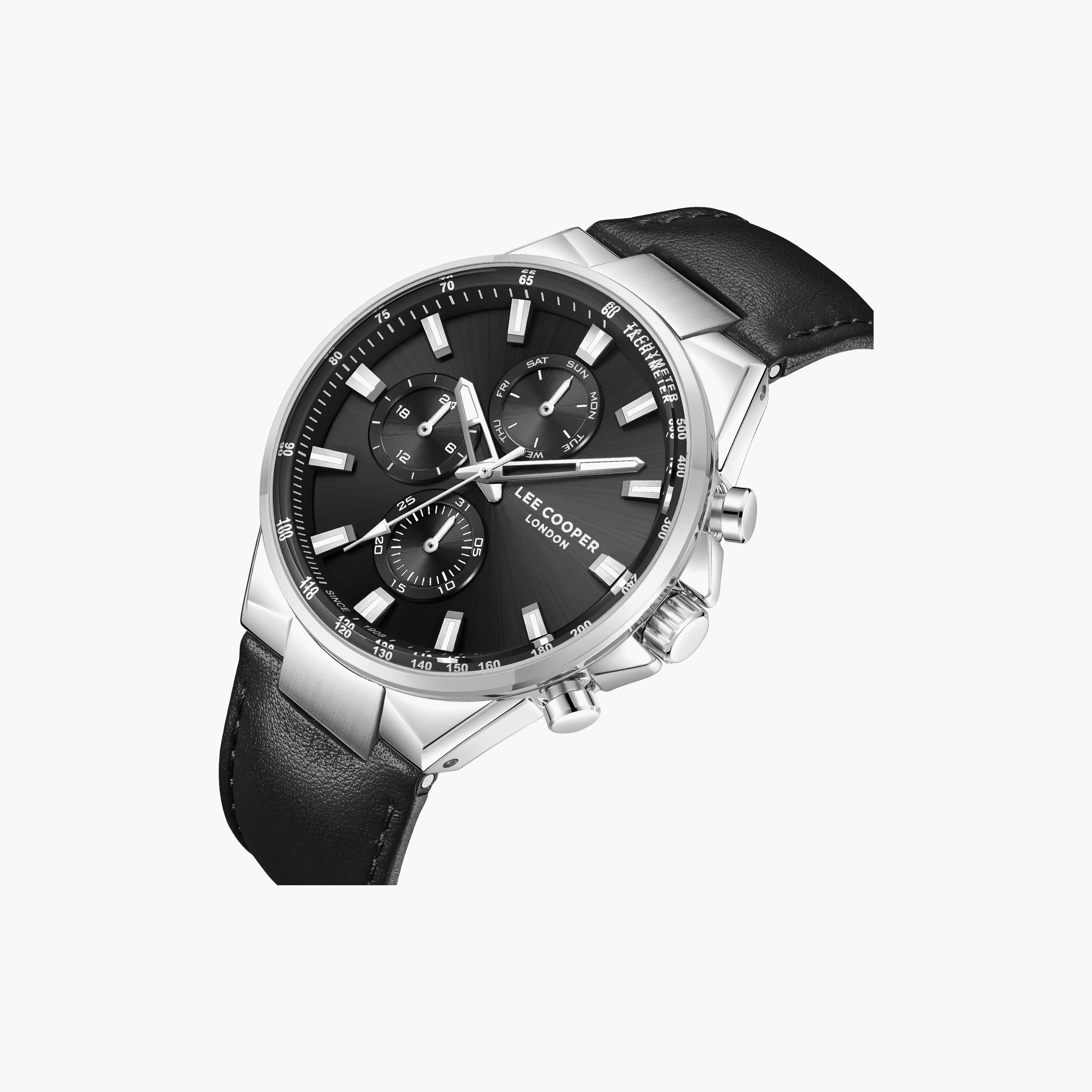 Lee Cooper Men's 43 MM Analog Black Dial Leather Strap | LC08223-351-men-watchesandjewellery-watches-image-3