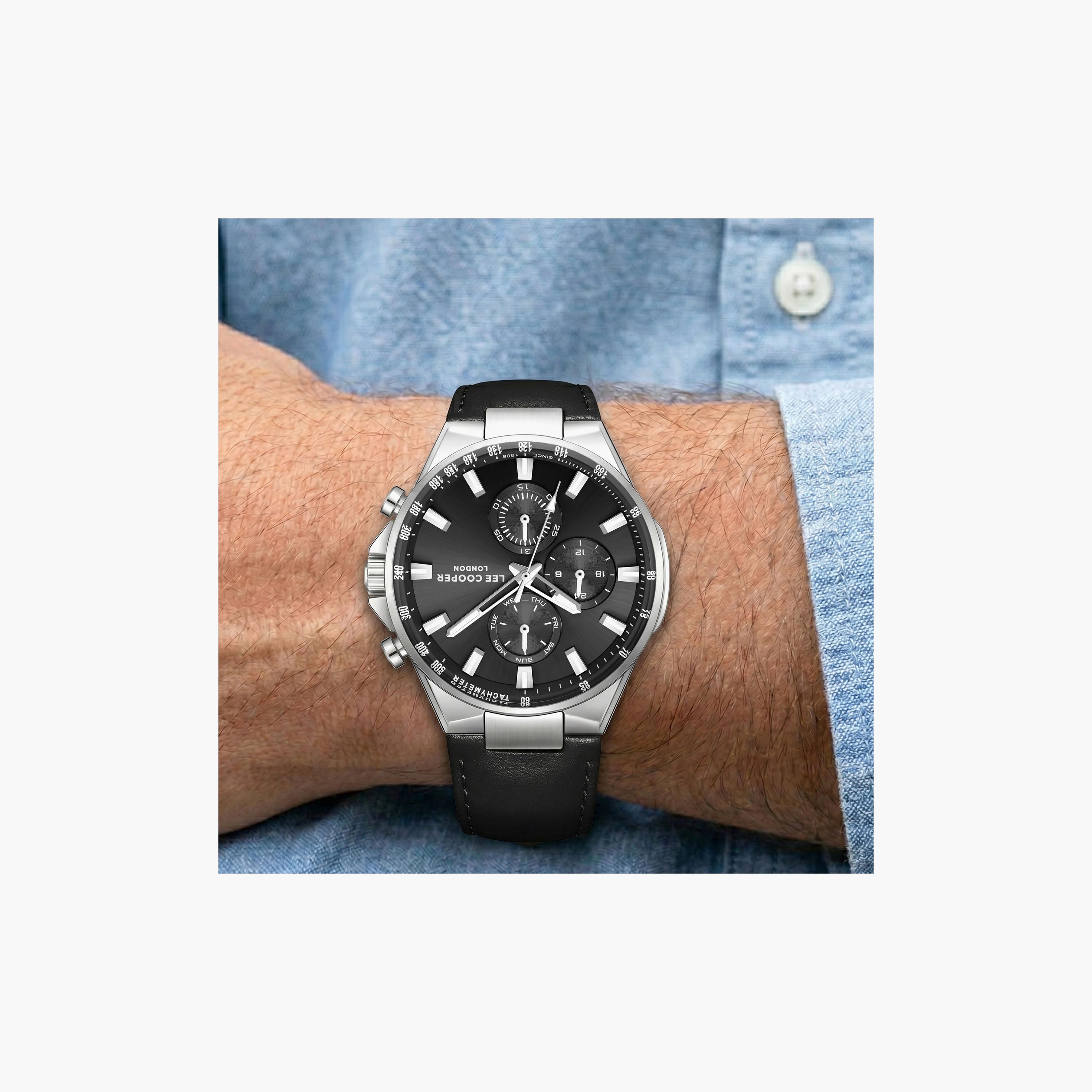 Lee Cooper Men's 43 MM Analog Black Dial Leather Strap | LC08223-351-men-watchesandjewellery-watches-image-7