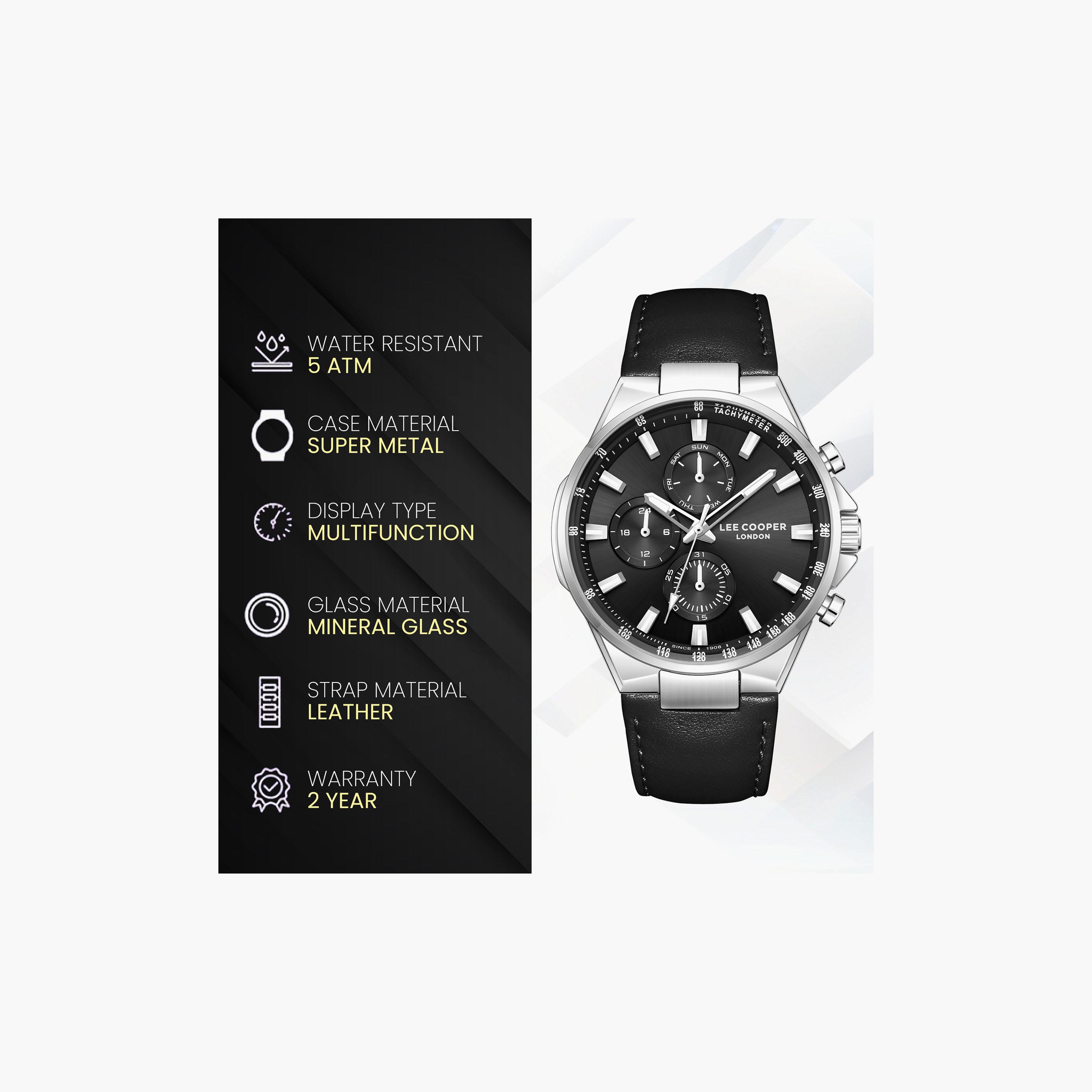 Lee Cooper Men's 43 MM Analog Black Dial Leather Strap | LC08223-351-men-watchesandjewellery-watches-image-9