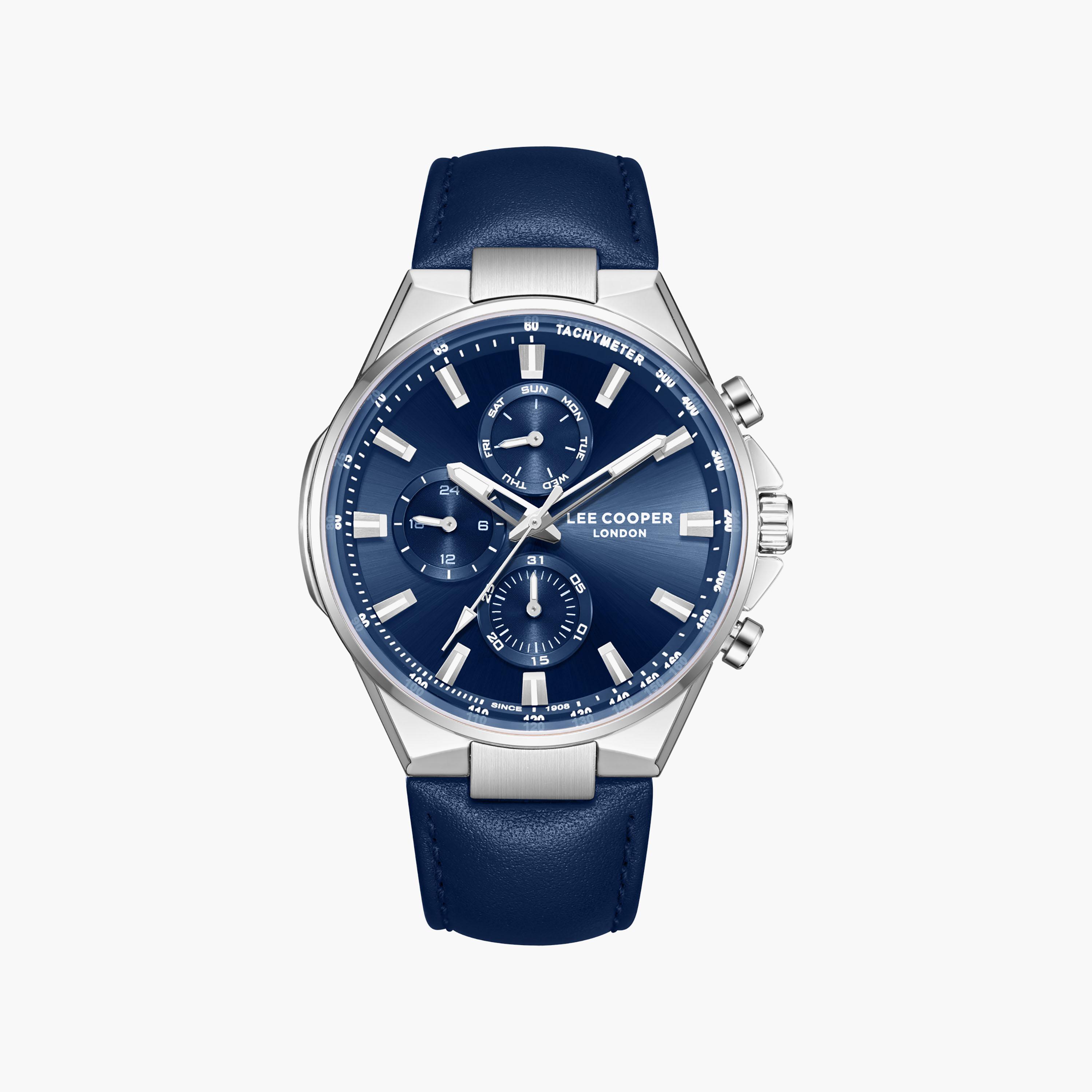 Lee Cooper Men's 43 MM Analog Dark Blue Dial Leather Strap | LC08223-399-men-watchesandjewellery-watches-image-1