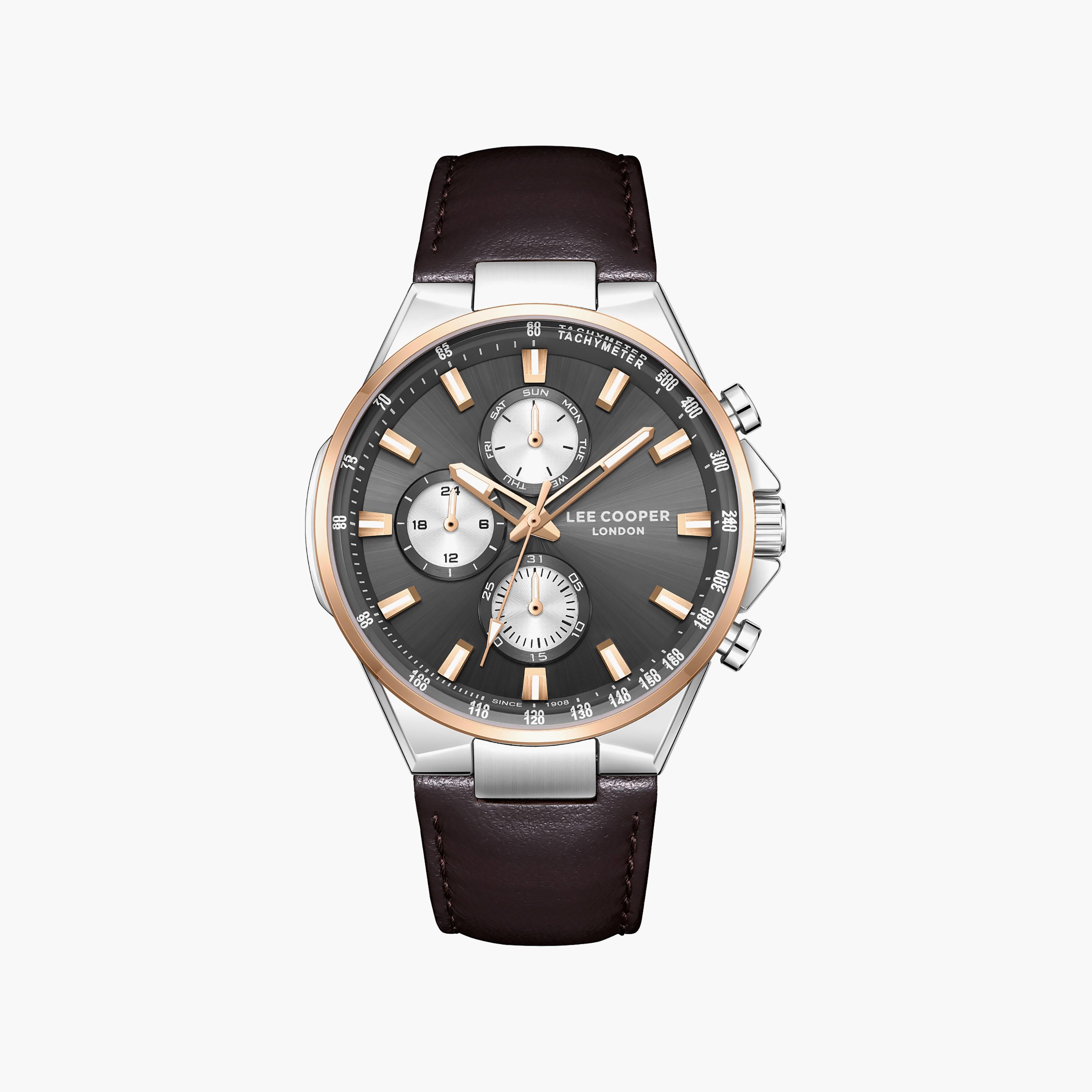 Lee Cooper Men's 43 MM Analog Grey Dial Leather Strap | LC08223-562-men-watchesandjewellery-watches-image-1