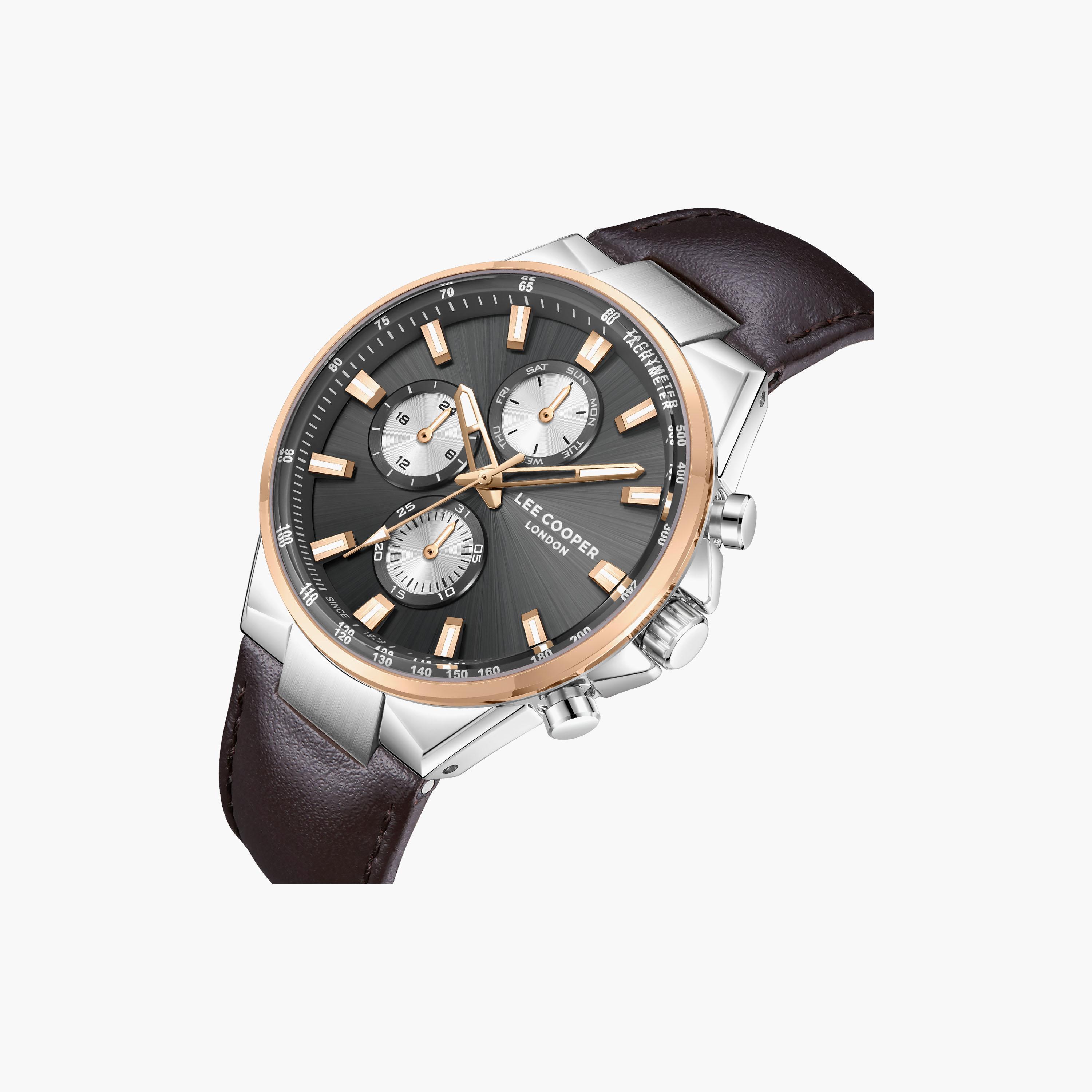 Lee Cooper Men's 43 MM Analog Grey Dial Leather Strap | LC08223-562-men-watchesandjewellery-watches-image-3