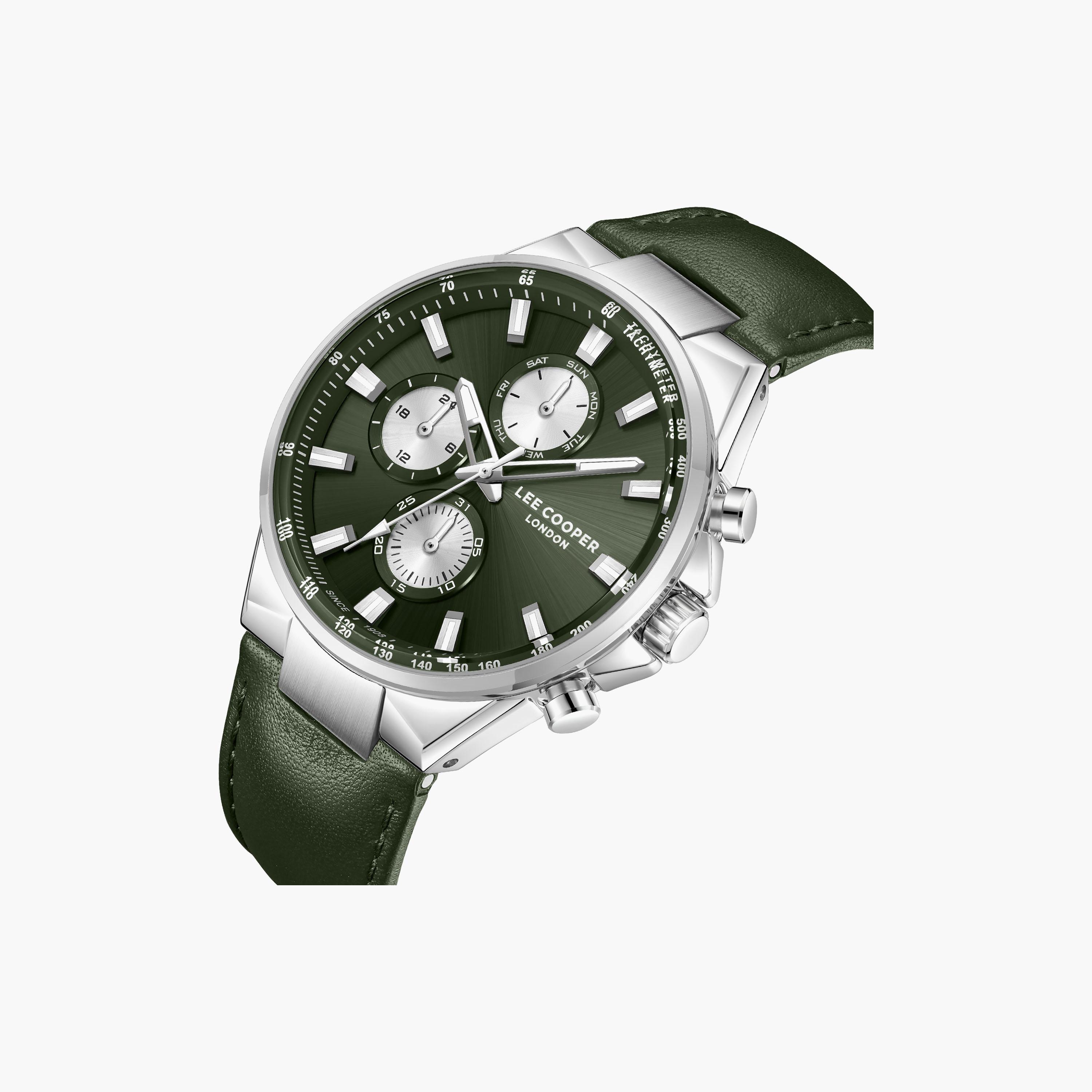 Lee Cooper Men's 43 MM Analog Green Dial Leather Strap | LC08223-375-men-watchesandjewellery-watches-image-3