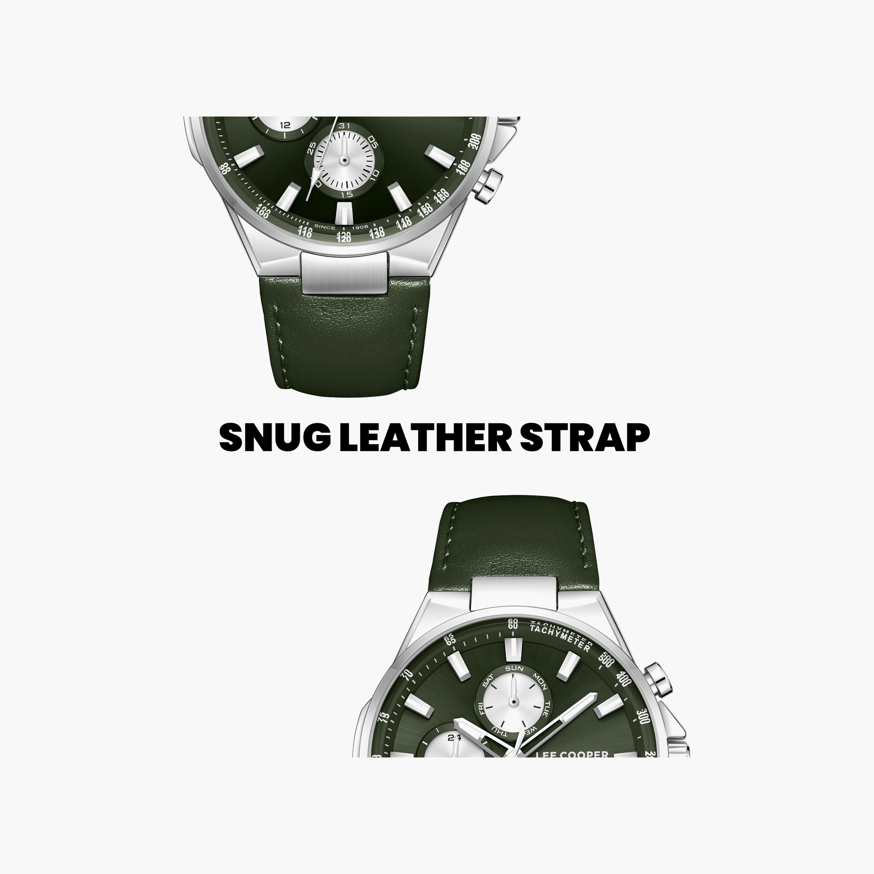 Lee Cooper Men's 43 MM Analog Green Dial Leather Strap | LC08223-375-men-watchesandjewellery-watches-image-6