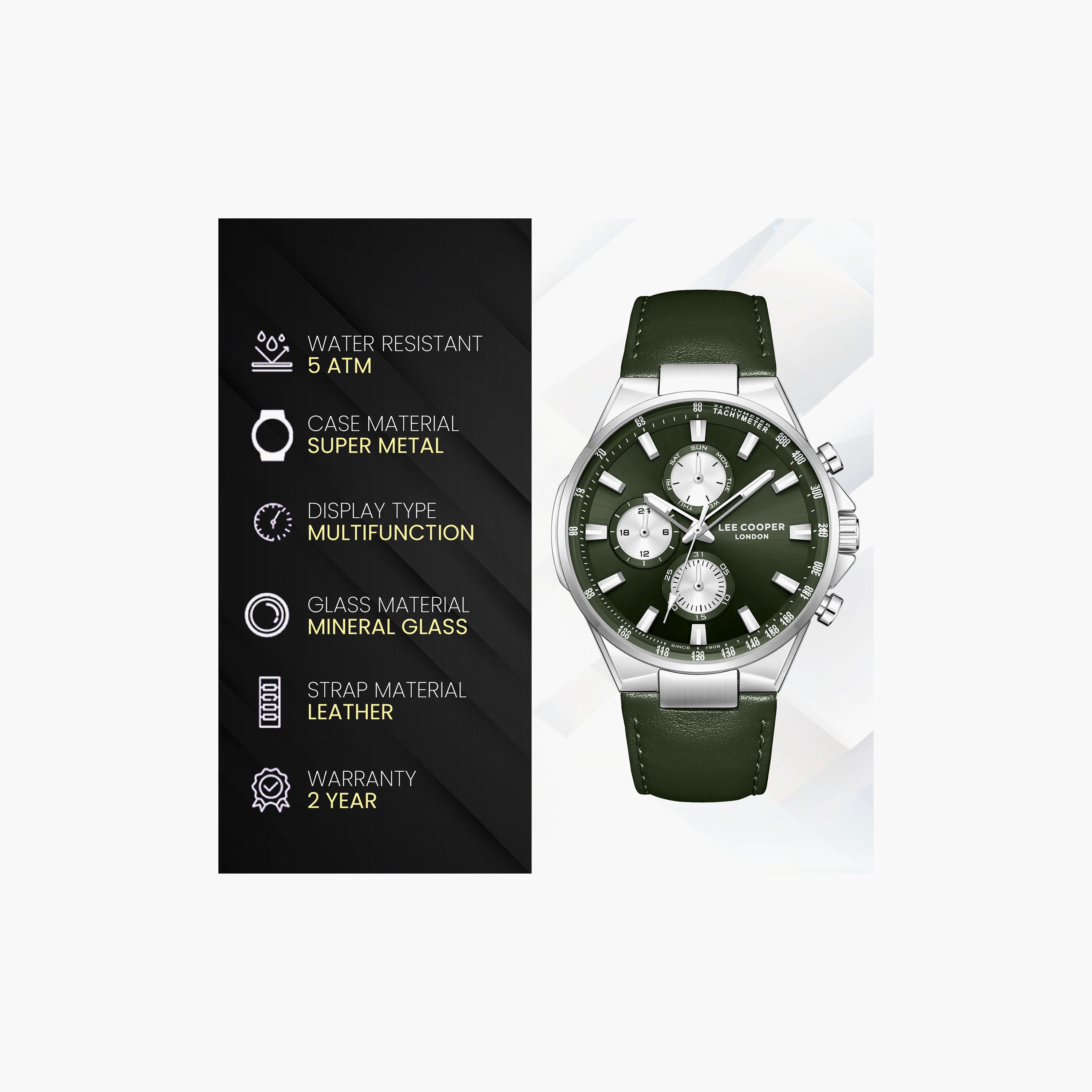Lee Cooper Men's 43 MM Analog Green Dial Leather Strap | LC08223-375-men-watchesandjewellery-watches-image-9