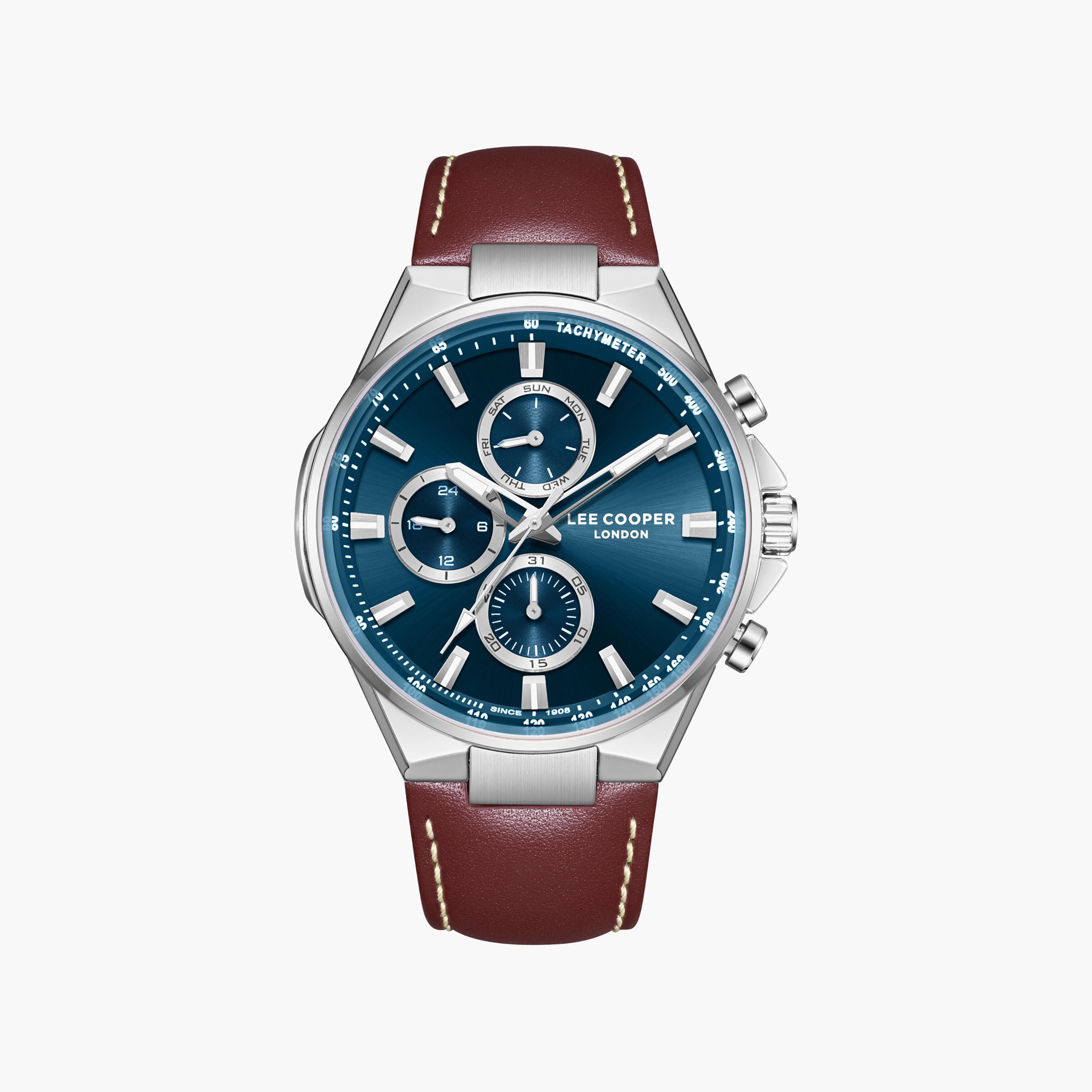 Lee Cooper Men's 43 MM Analog Dark Blue Dial Leather Strap | LC08223-392-men-watchesandjewellery-watches-image-1