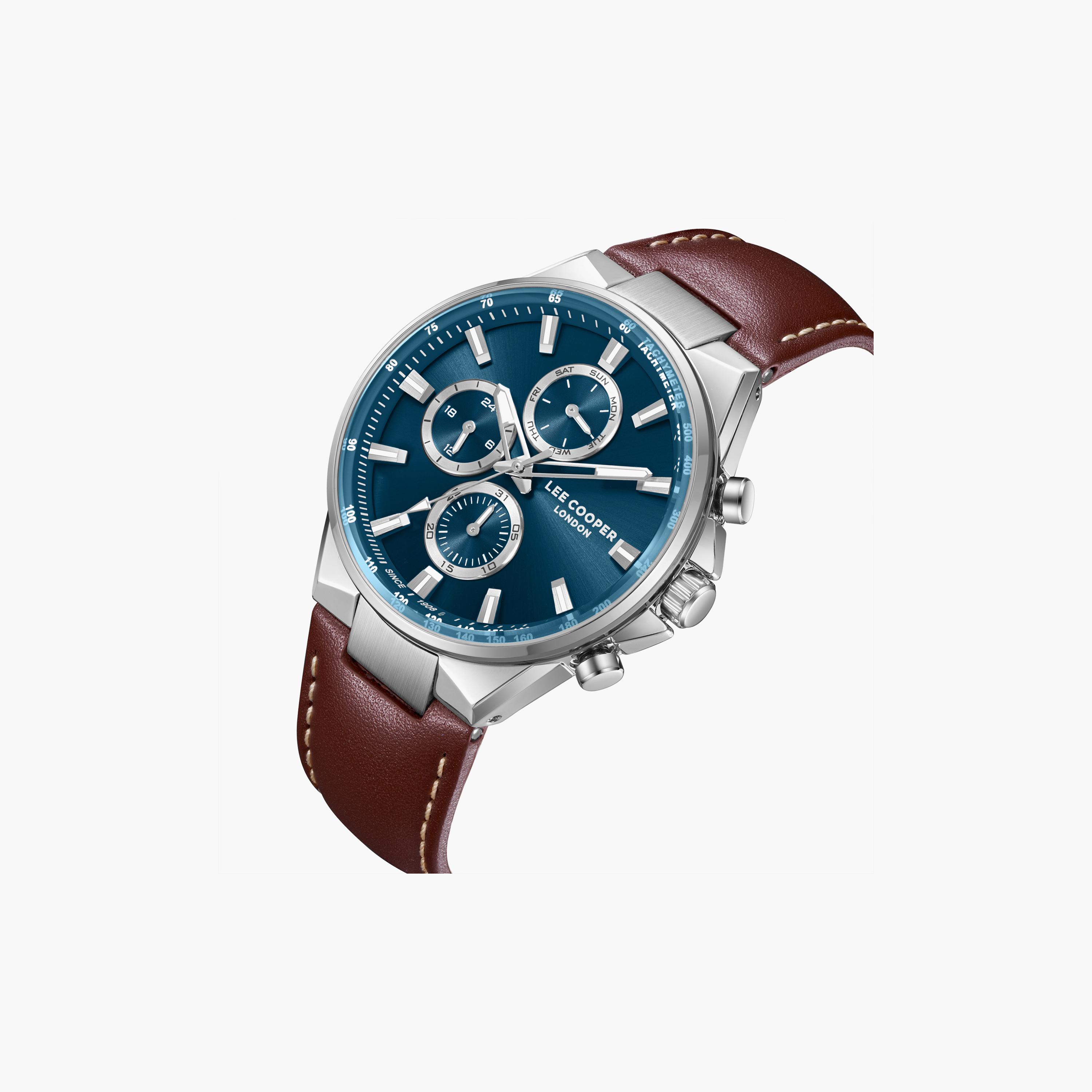 Lee Cooper Men's 43 MM Analog Dark Blue Dial Leather Strap | LC08223-392-men-watchesandjewellery-watches-image-3