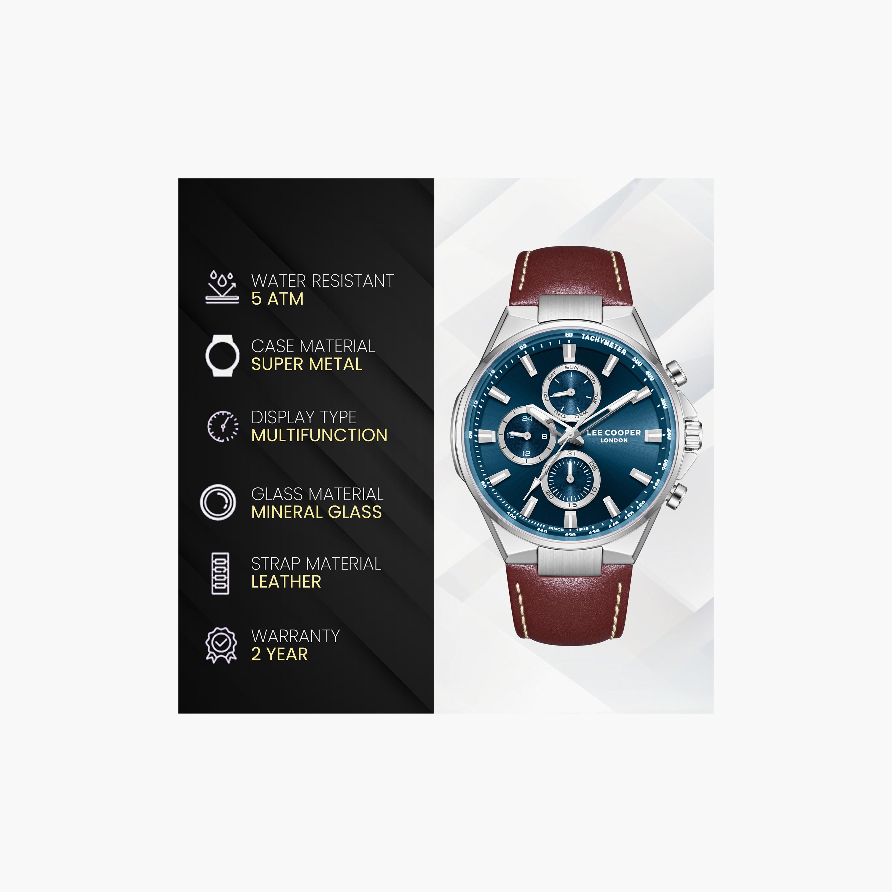 Lee Cooper Men's 43 MM Analog Dark Blue Dial Leather Strap | LC08223-392-men-watchesandjewellery-watches-image-9
