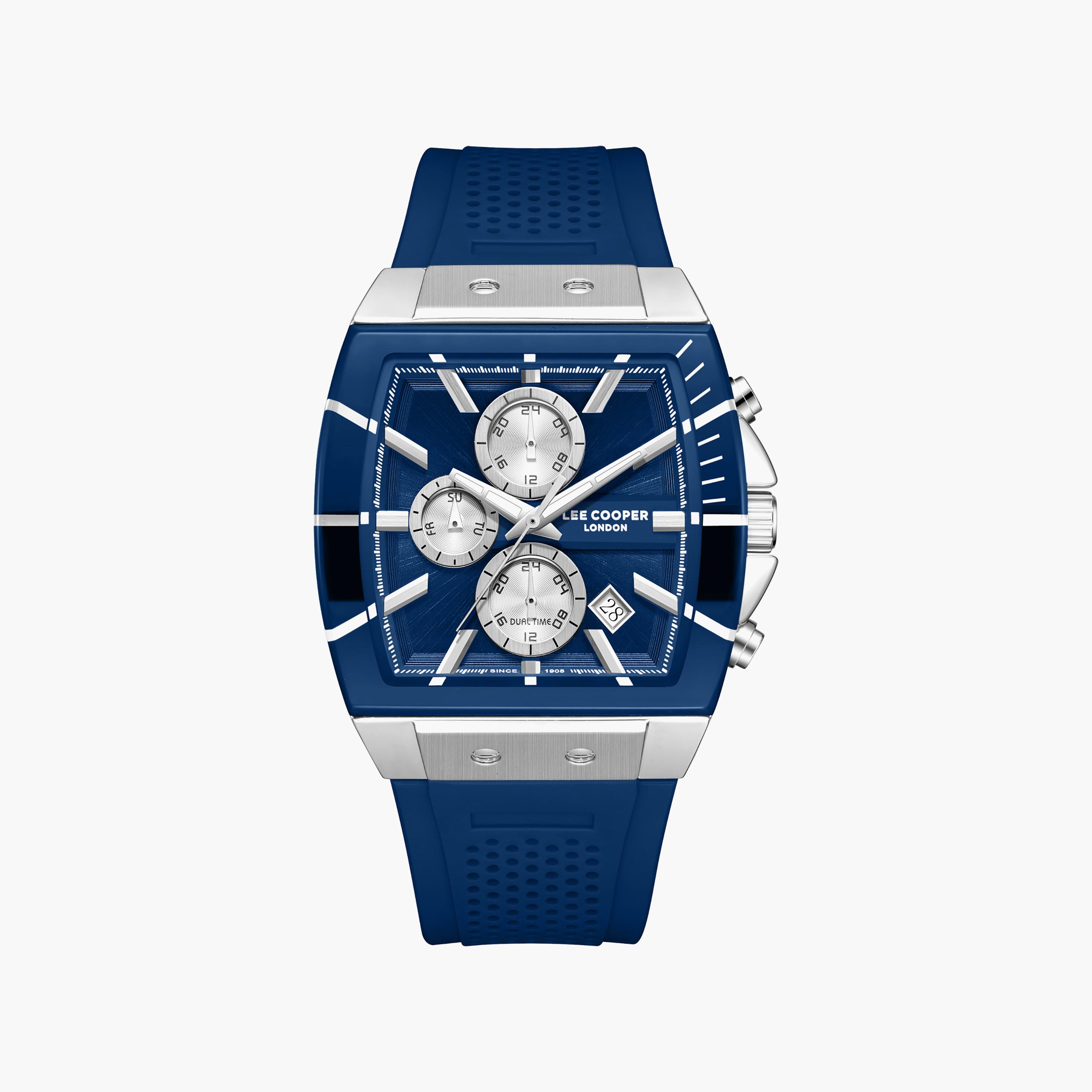 Lee Cooper Men's 50 MM Analog Dark Blue Dial Silicone Strap | LC08399-399-men-watchesandjewellery-watches-image-1