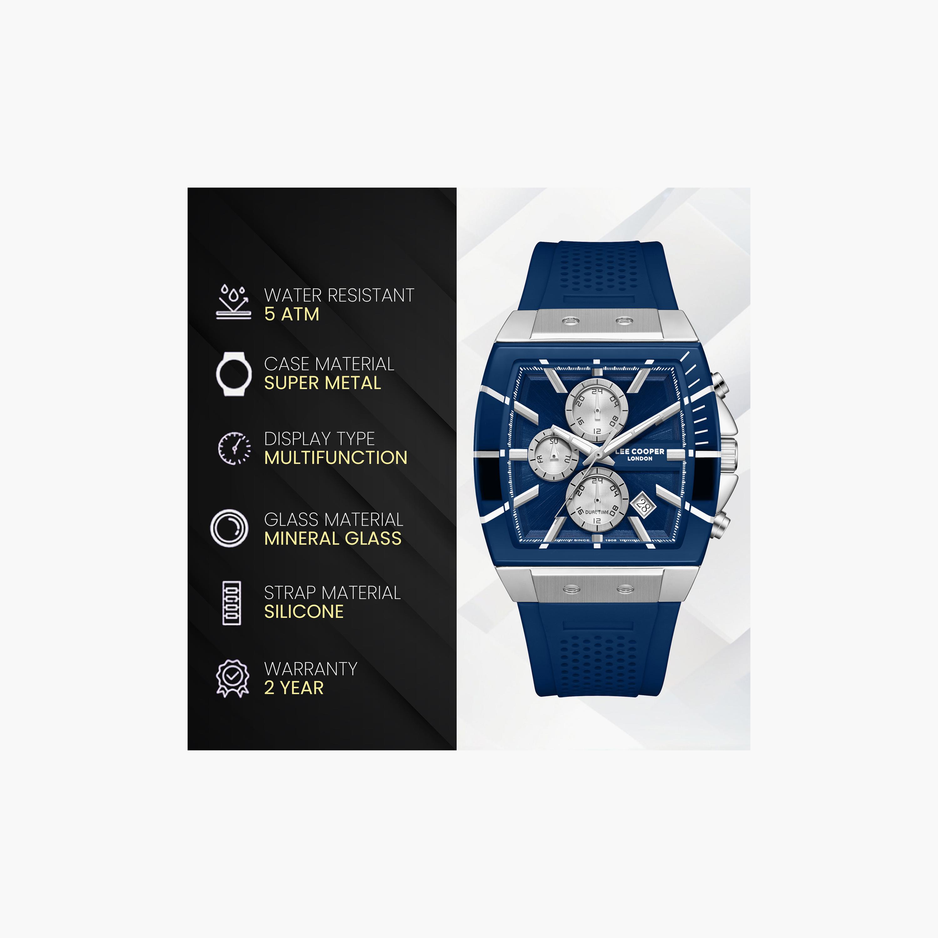 Lee Cooper Men's 50 MM Analog Dark Blue Dial Silicone Strap | LC08399-399-men-watchesandjewellery-watches-image-9