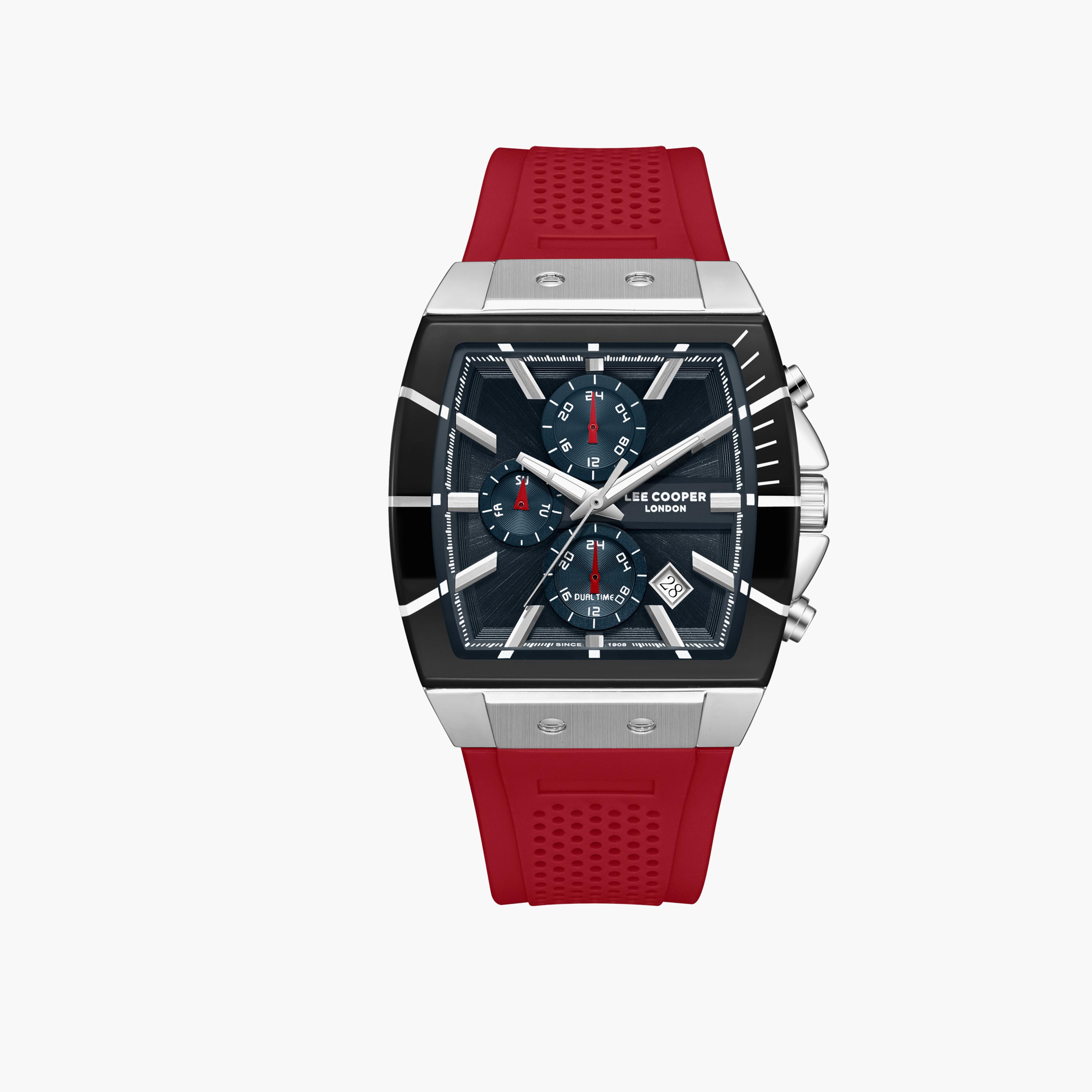 Lee Cooper Men's 50 MM Analog Dark Blue Dial Silicone Strap | LC08399-398-men-watchesandjewellery-watches-image-1