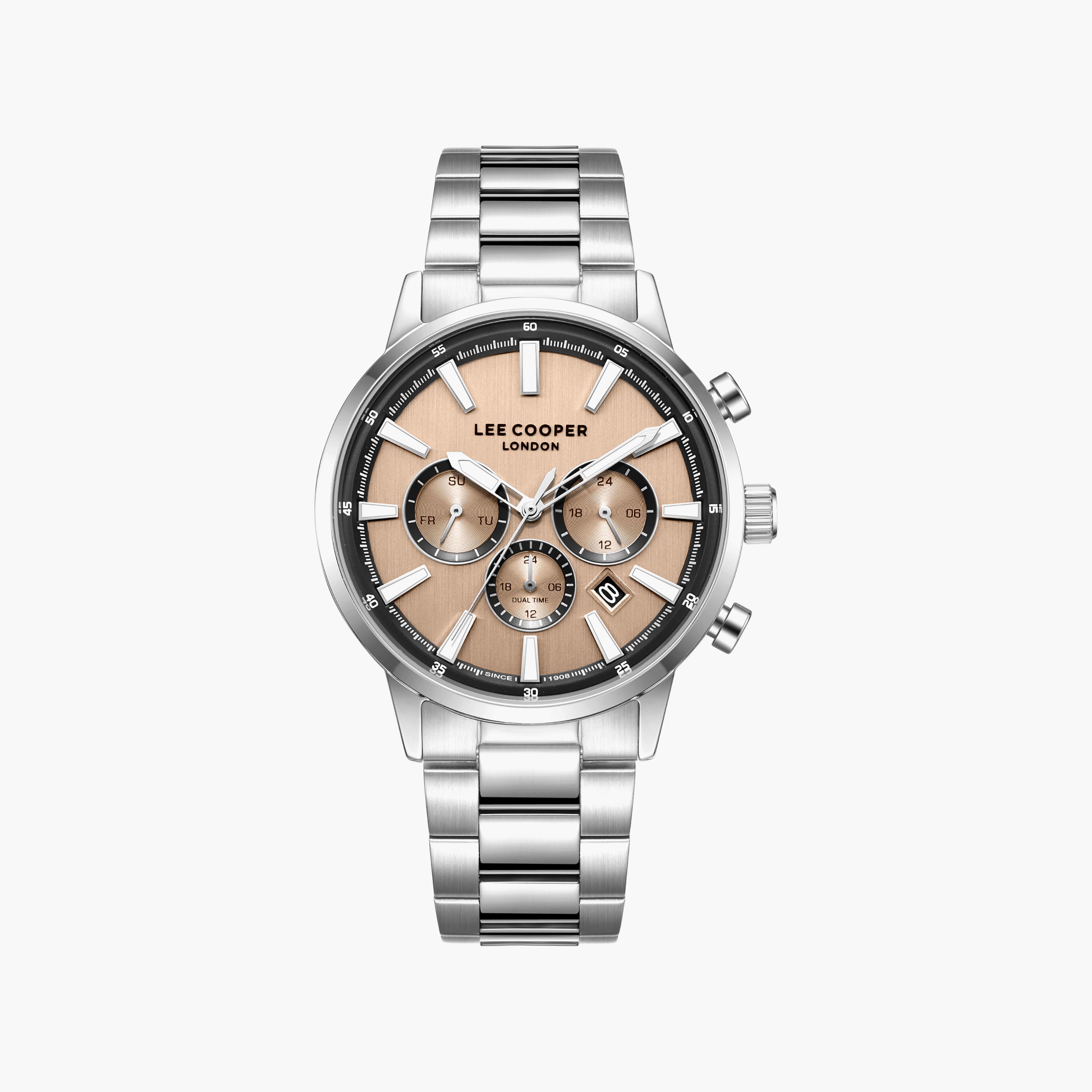 Lee Cooper Men's 21 MM Analog Rose Gold Dial Metal Strap | LC08382-301-men-watchesandjewellery-watches-image-1