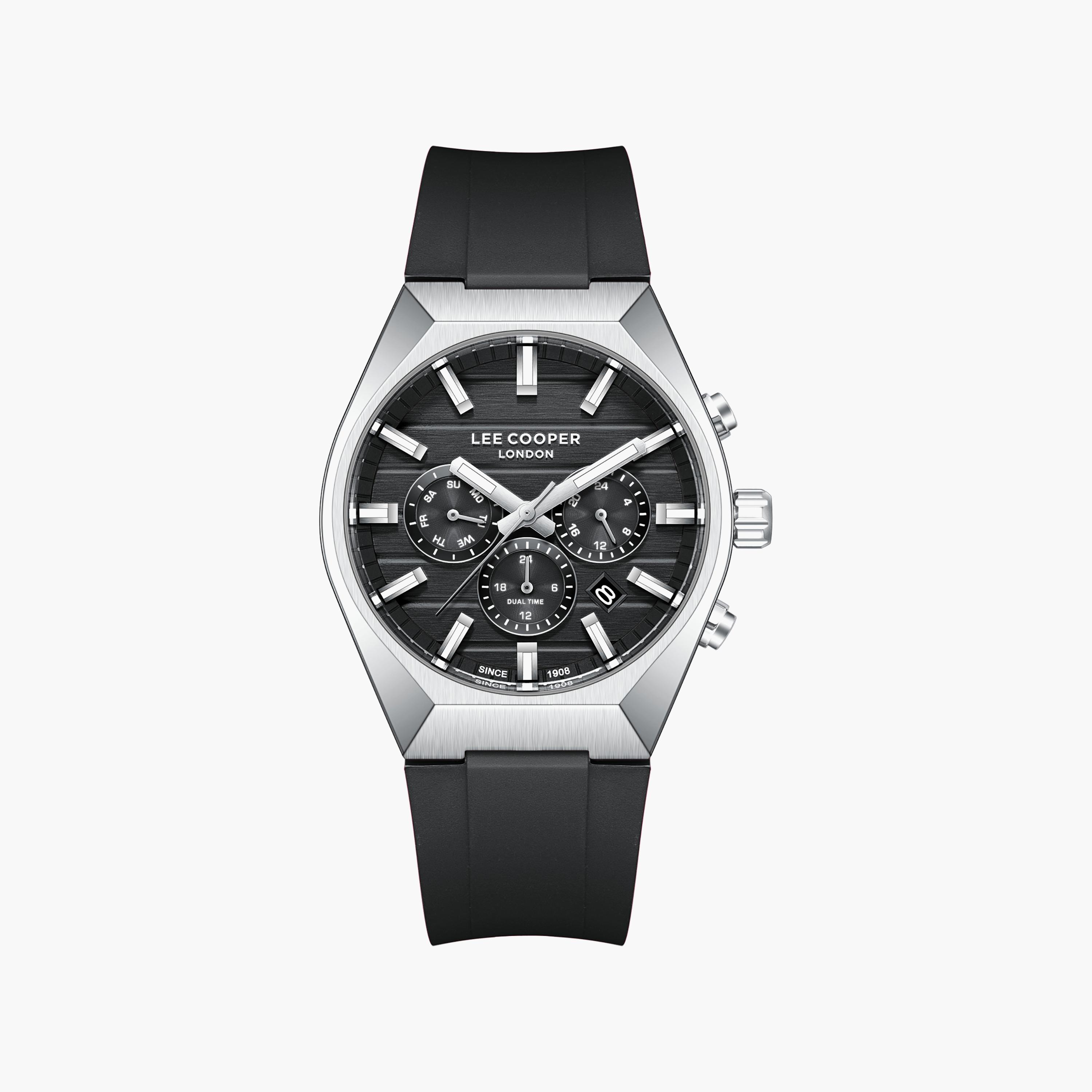 Lee Cooper Men's 41 MM Analog Black Dial Silicone Strap | LC08388-351-men-watchesandjewellery-watches-image-1