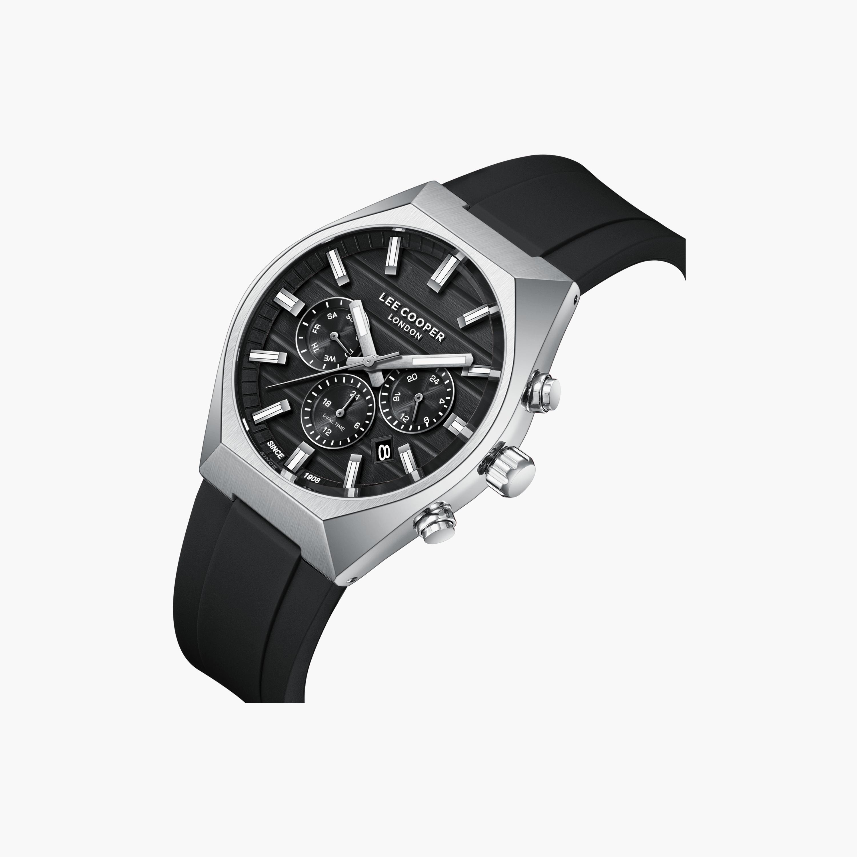 Lee Cooper Men's 41 MM Analog Black Dial Silicone Strap | LC08388-351-men-watchesandjewellery-watches-image-3