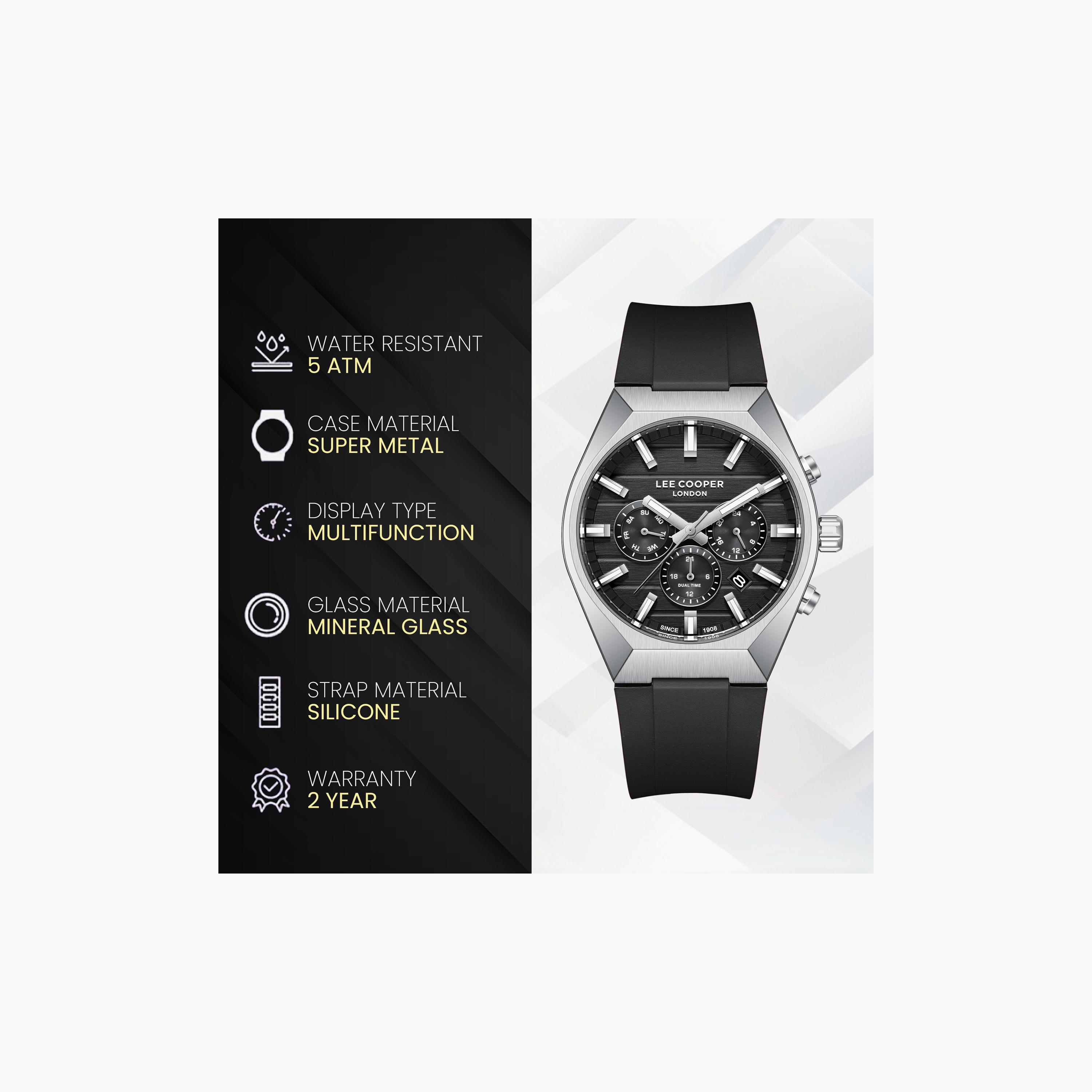 Lee Cooper Men's 41 MM Analog Black Dial Silicone Strap | LC08388-351-men-watchesandjewellery-watches-image-9