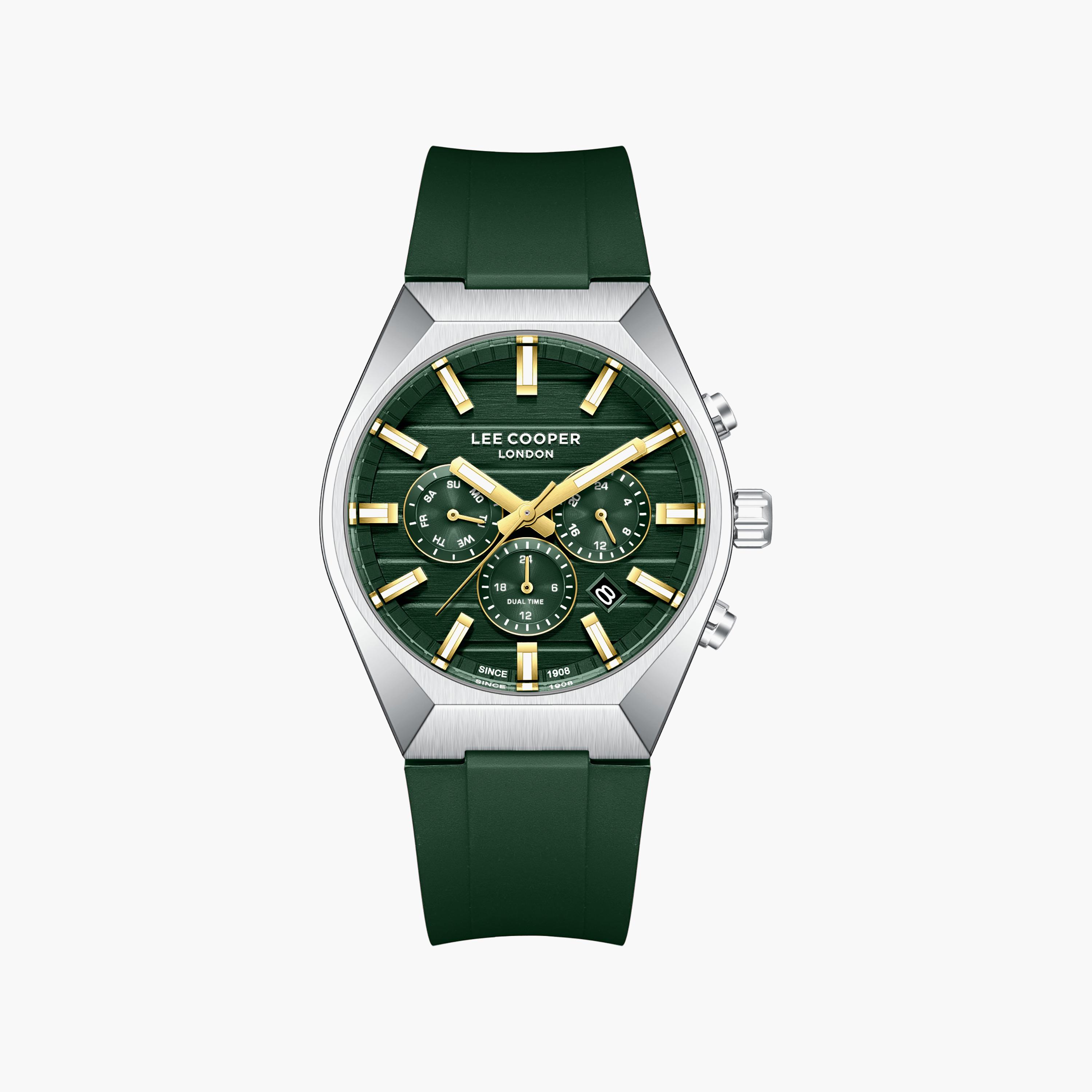 Lee Cooper Men's 41 MM Analog Green Dial Silicone Strap | LC08388-375-men-watchesandjewellery-watches-image-1